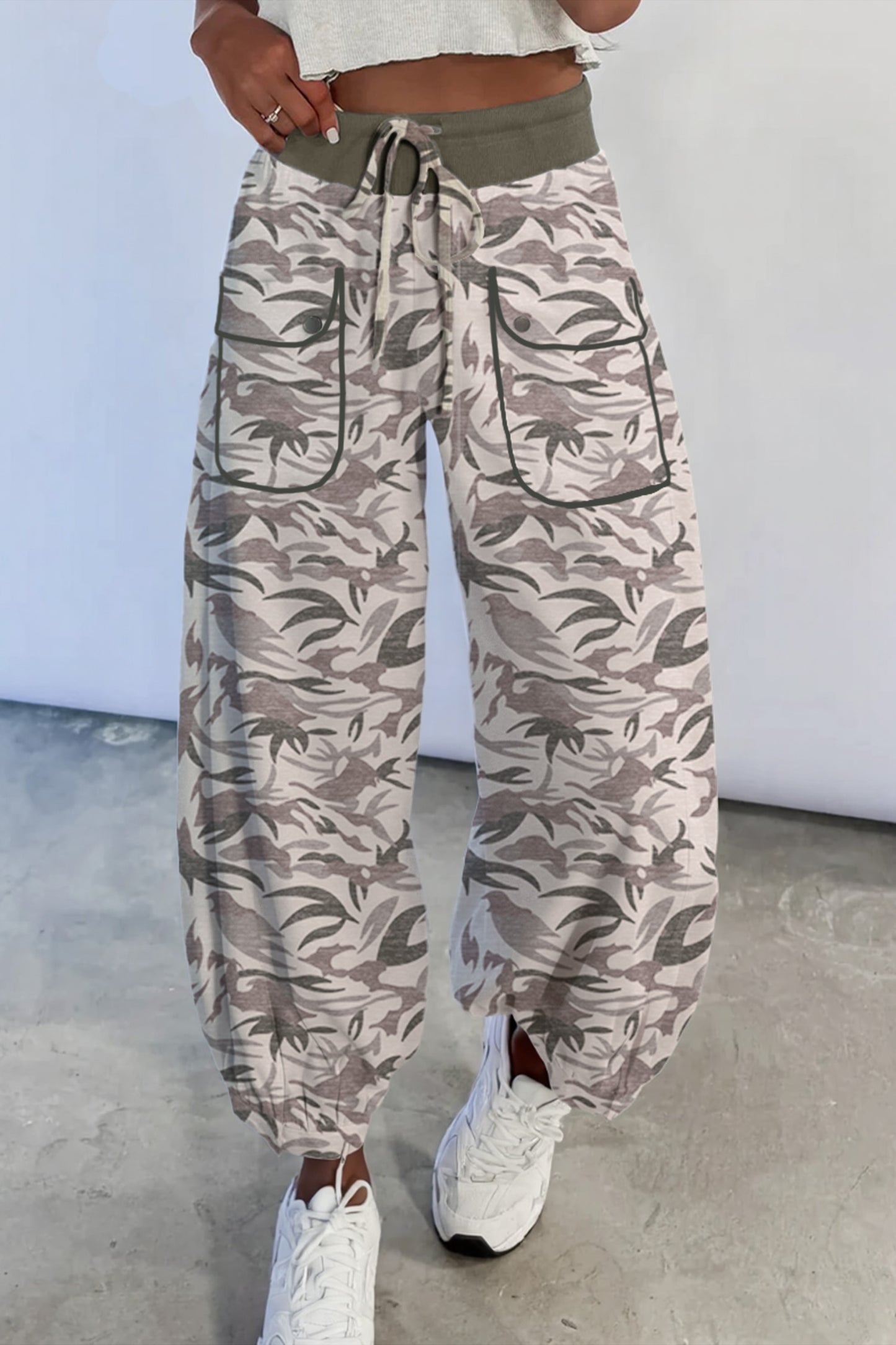 Womens Printed Cargo Barrel Pants S–XL