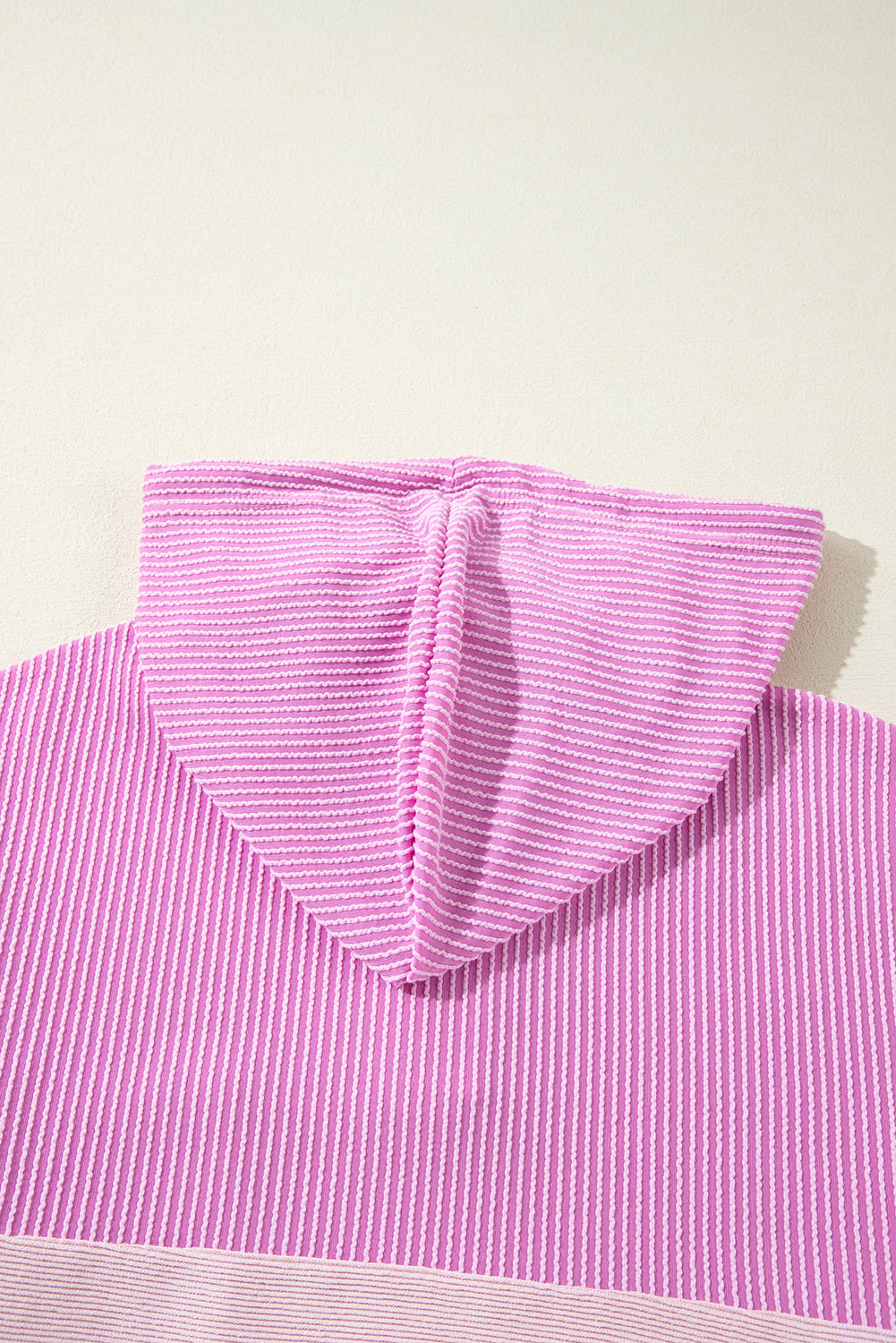 Light Pink Corded Colorblock Patch Pocket Drawstring Hooded Top