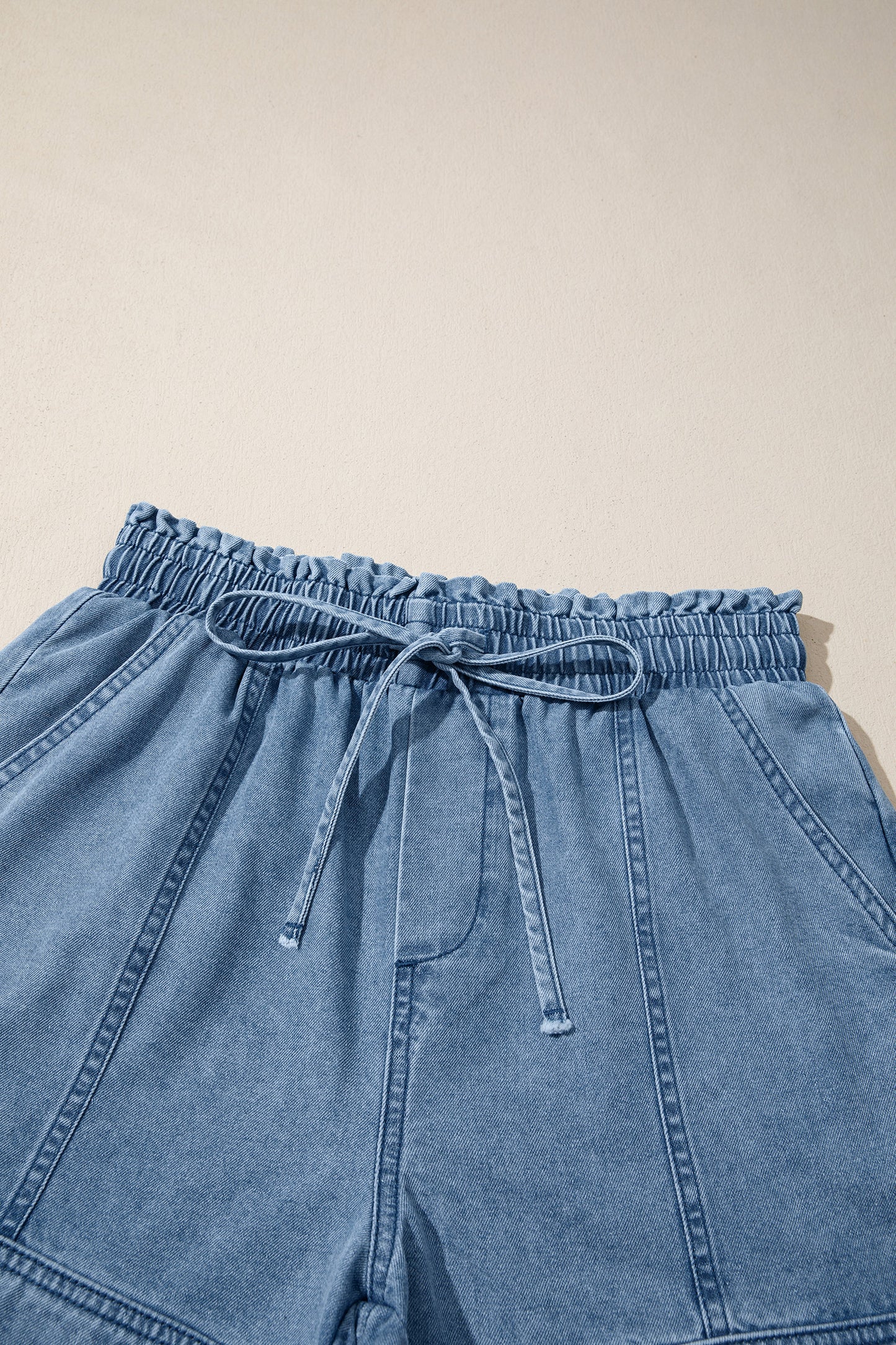 Denim Smocked Waist Shorts Women Size 4–16