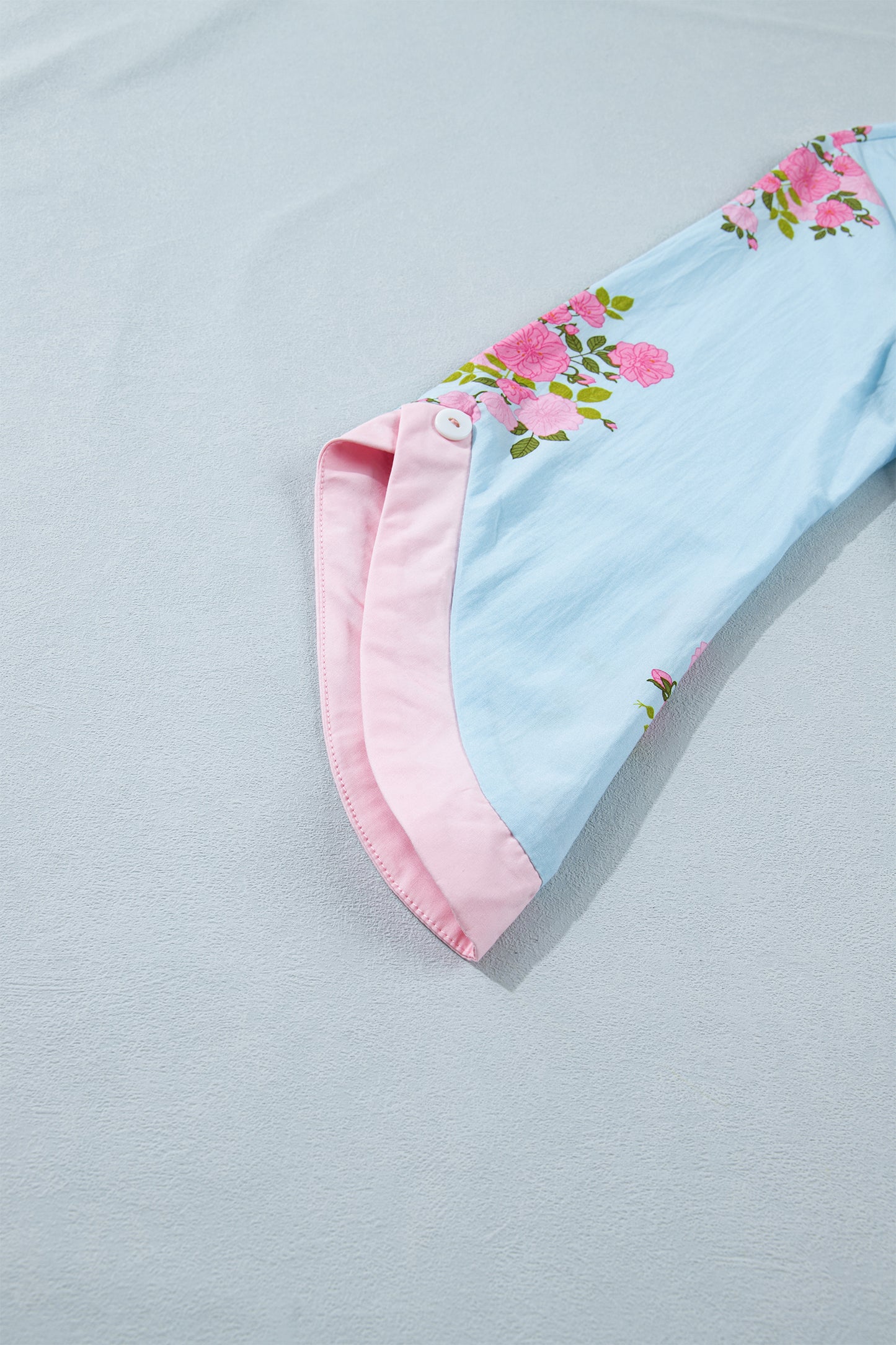 Floral Print 3/4 Sleeve Button Detail Blouse Women S–XL