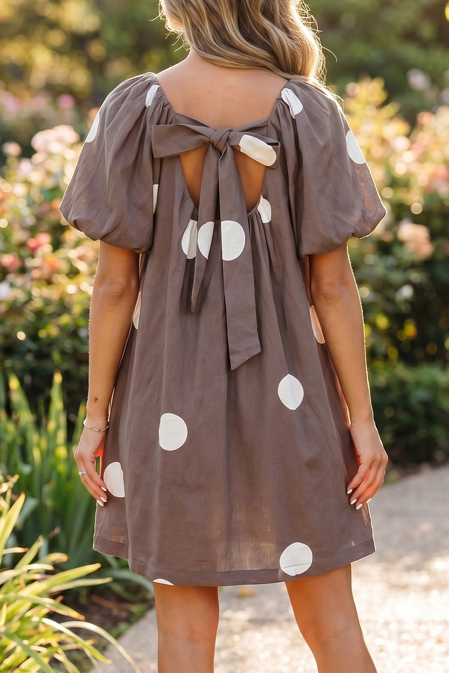 Brown Polka Dot Mini Dress Women S–XL