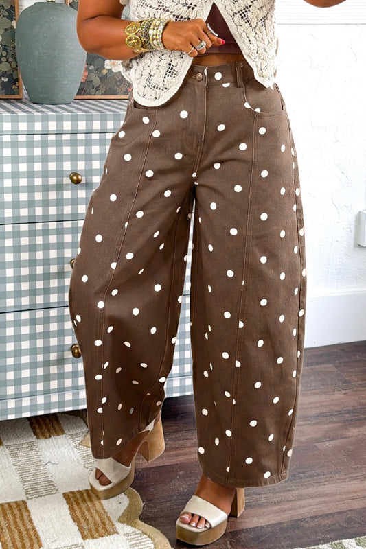 Womens Polka Dot Print Barrel Leg Jeans Sizes 4 to 16