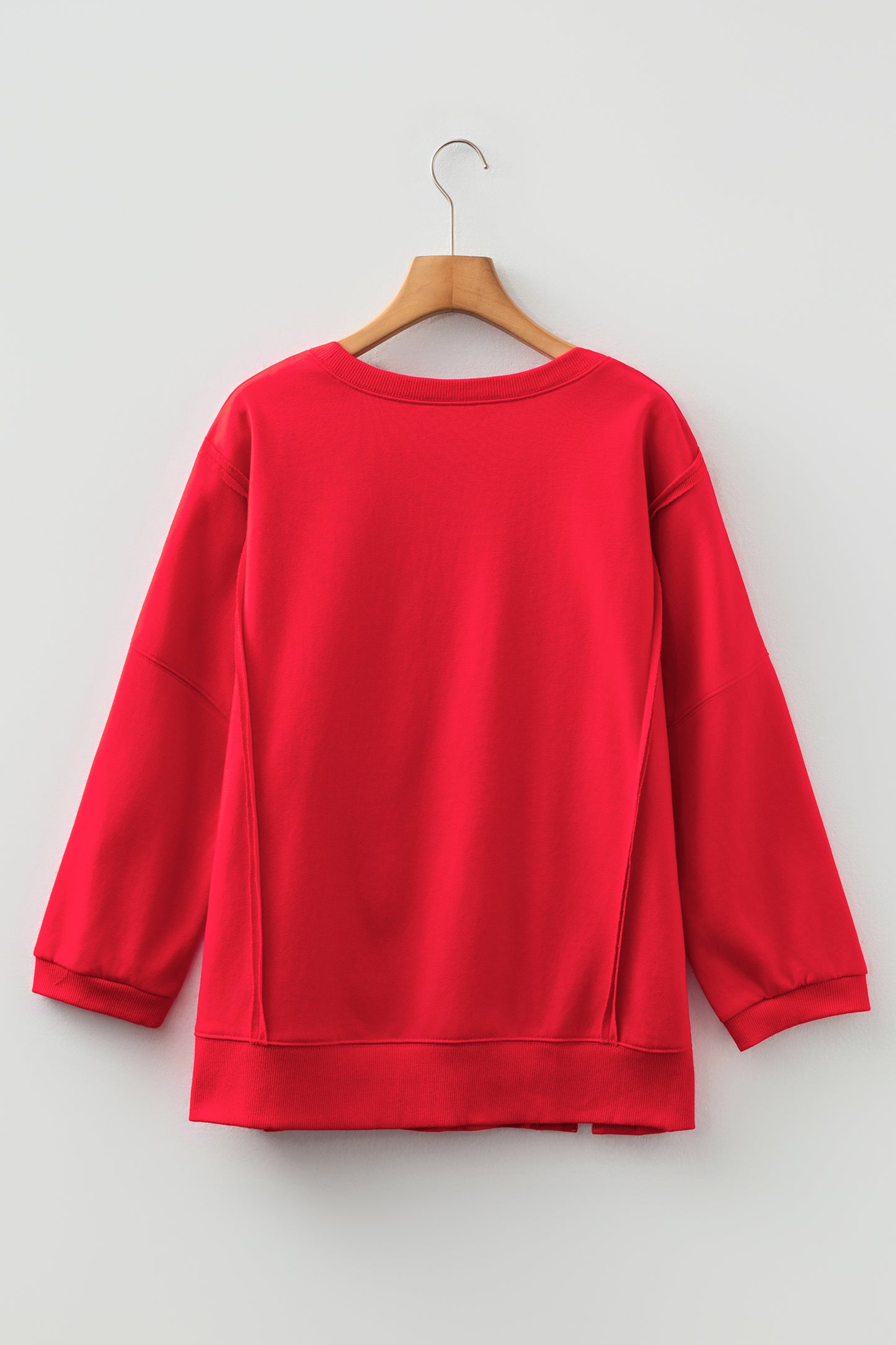 Floral Bow Patch Baggy Sweatshirt in Red