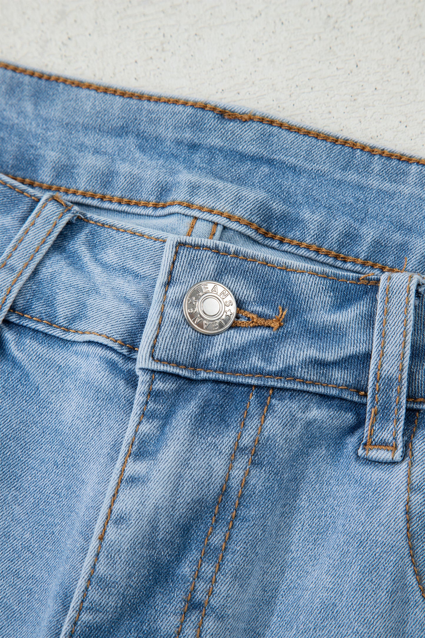 Blue Contrast Stripe Frayed Side Panel Patchwork Shift Jeans
