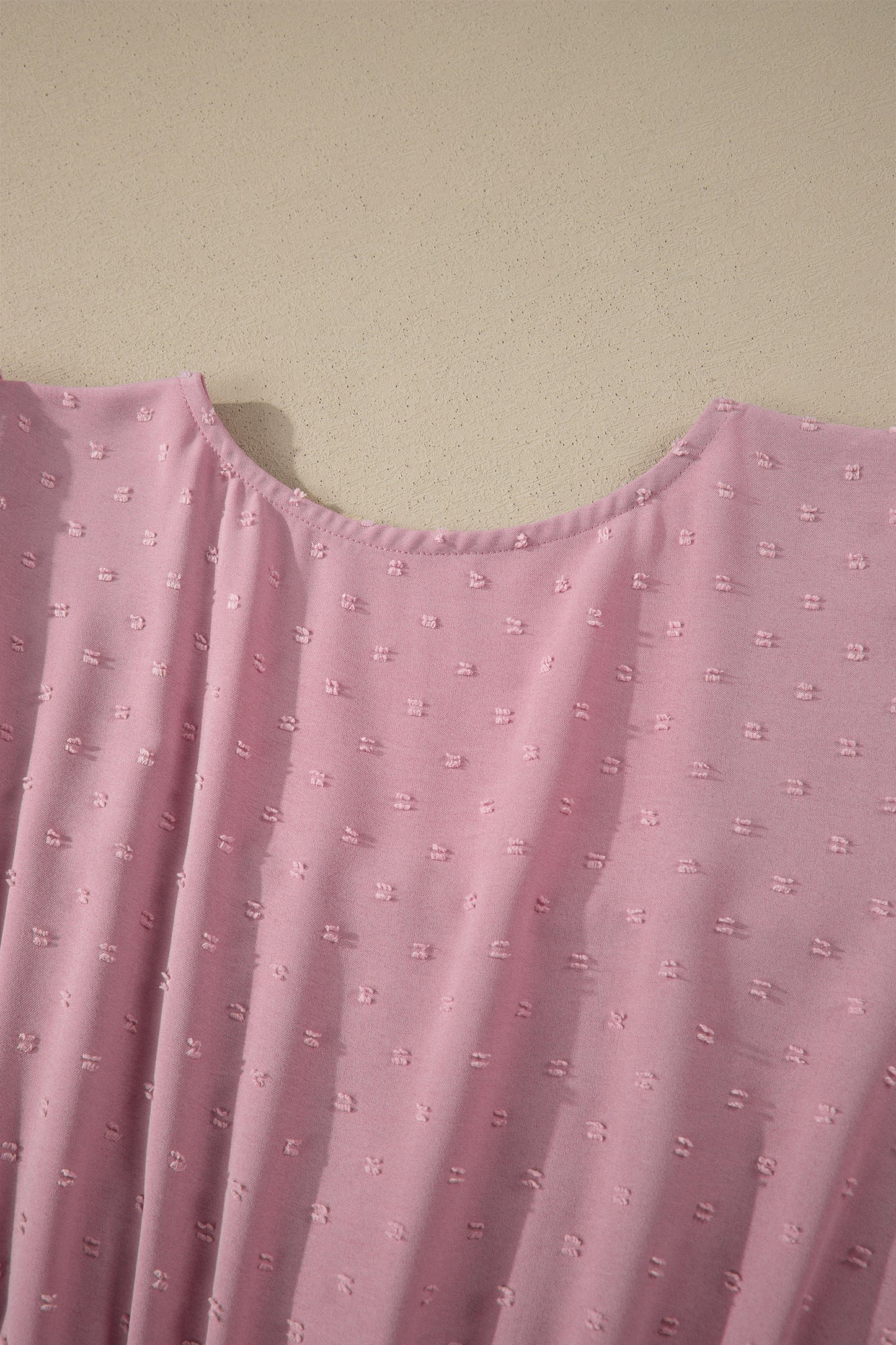 Plus Size Swiss Dot Smocked High Waist Flowy Midi Dress Pink 1X–4X