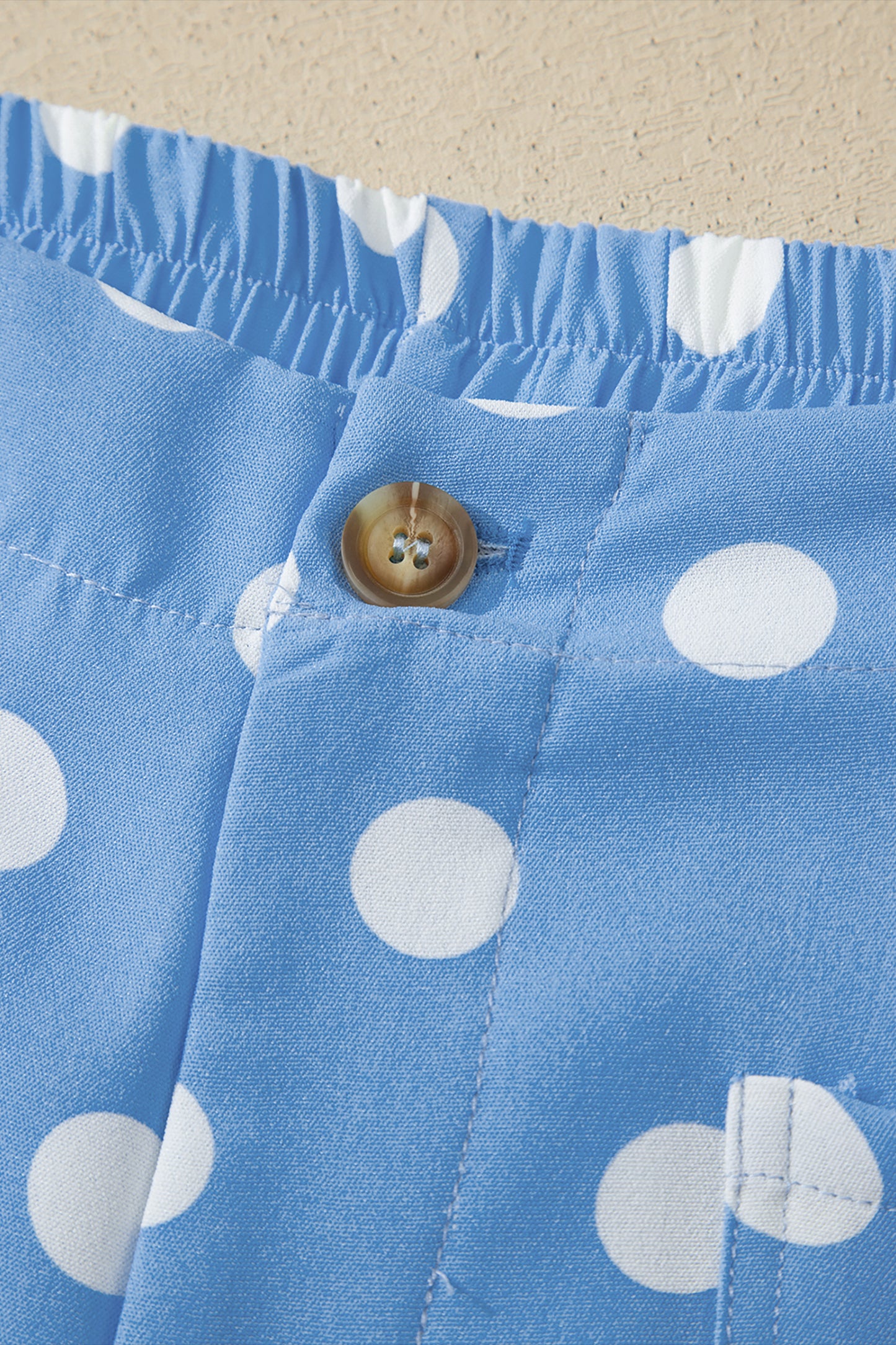 Polka Dot Cropped Pants Women Light Blue White S–XL