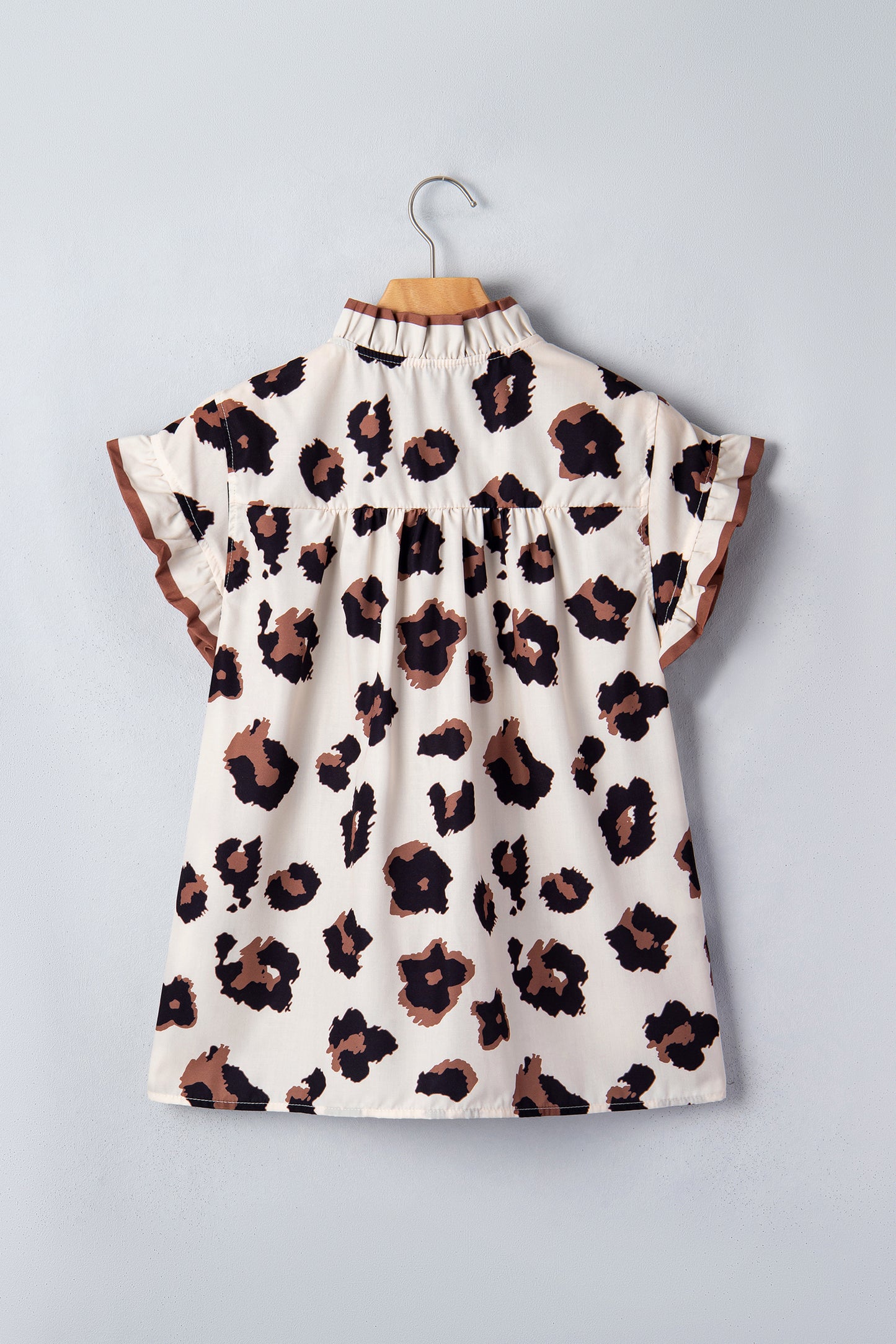 Leopard Print Ruffle Sleeve Blouse Women S–XL
