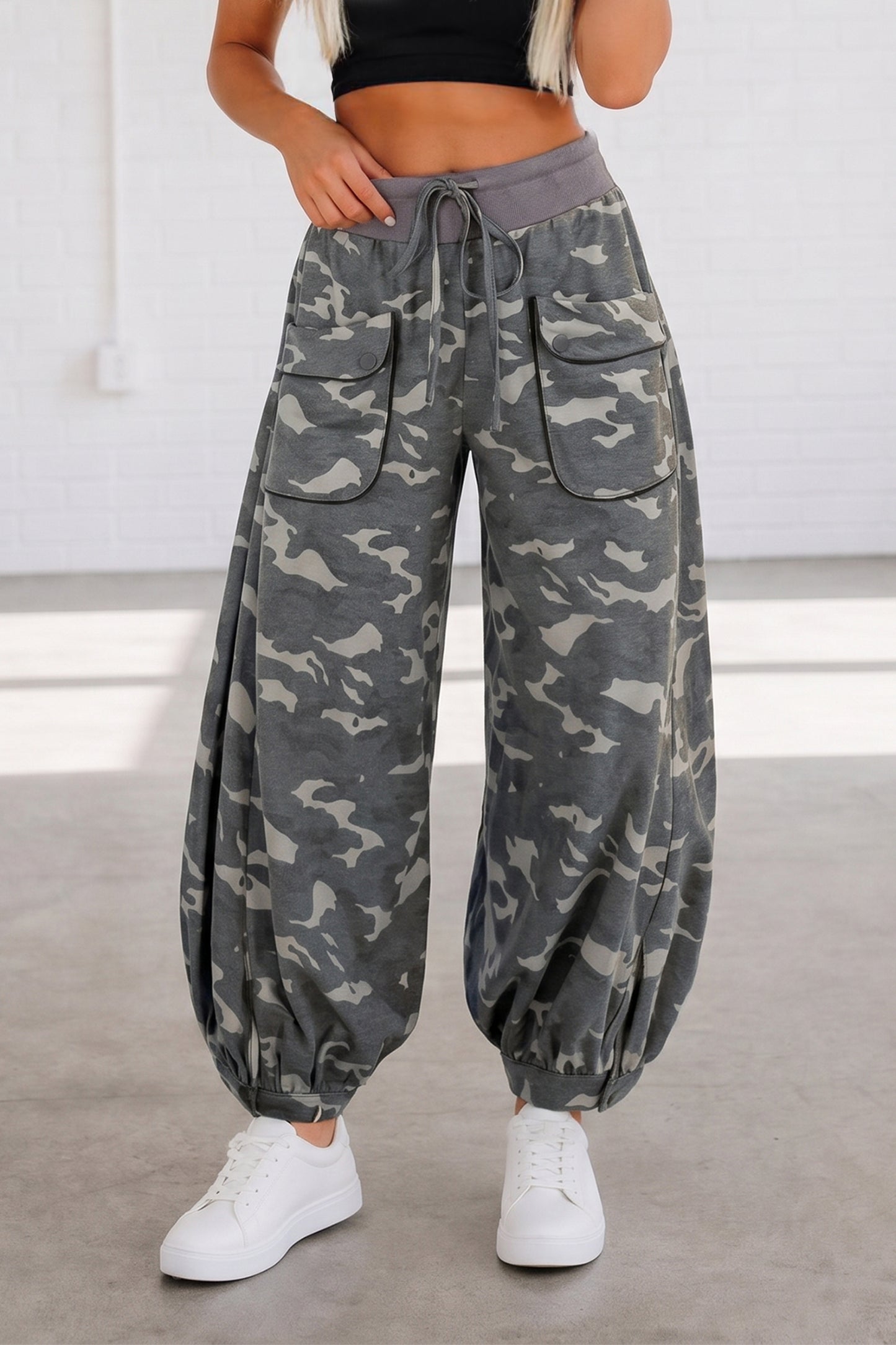 Womens Printed Cargo Barrel Pants S–XL