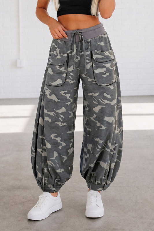 Womens Printed Cargo Barrel Pants S–XL