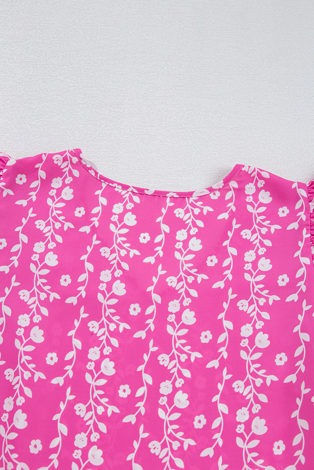 Pink Floral Print Ricrac Trim Tiered Ruffle V-Neck Blouse – Women's Charming Feminine Top (S–XL)