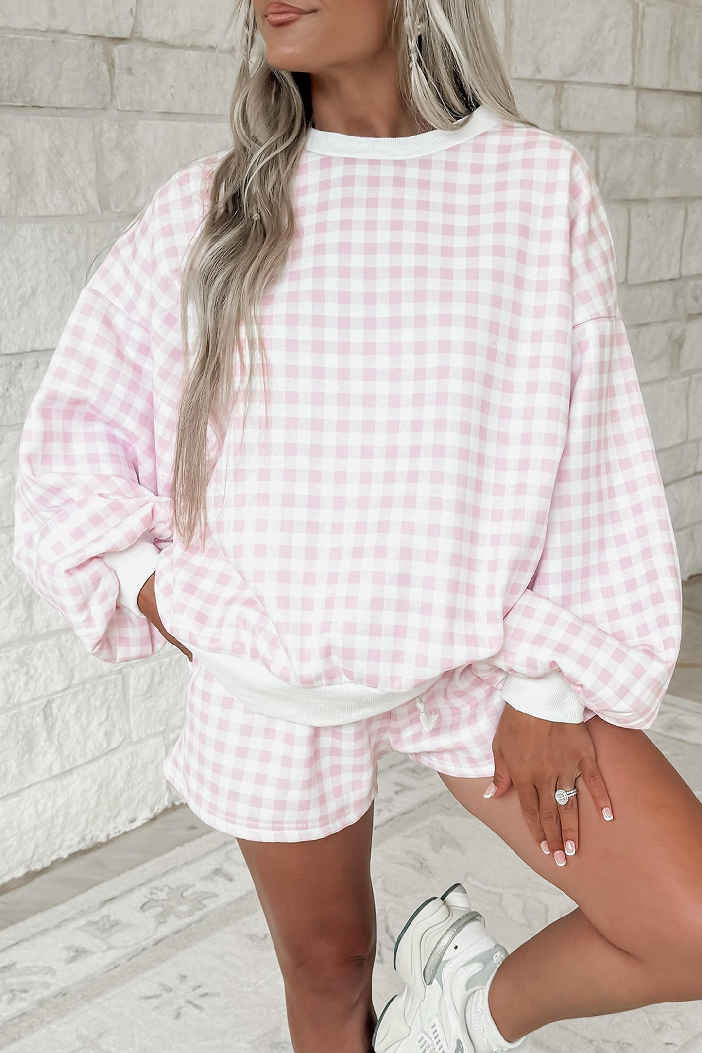 Womens Plaid Matching Shorts Set S to XL