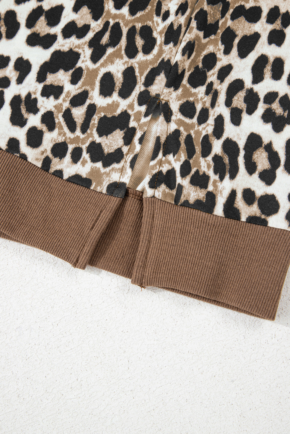 Leopard Contrast Trim Short Sleeve Loose Top – Plus Size Khaki 1X–4X
