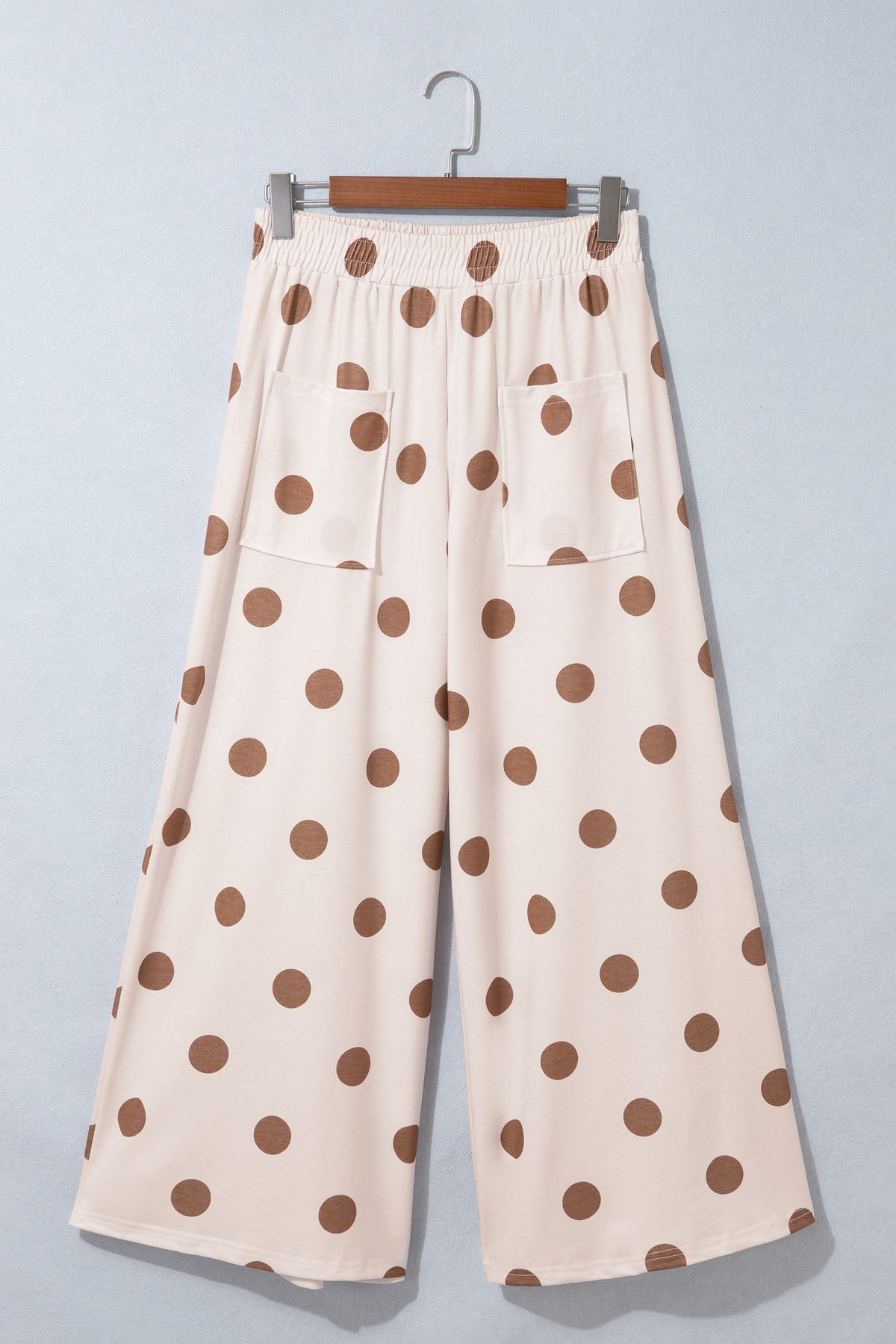 Women's Polka Dot Wide Leg Elastic Waist Pants S to XL