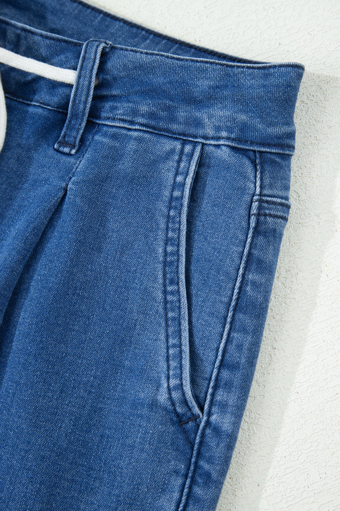 Lace-Up Pull-On Wide Leg Jeans