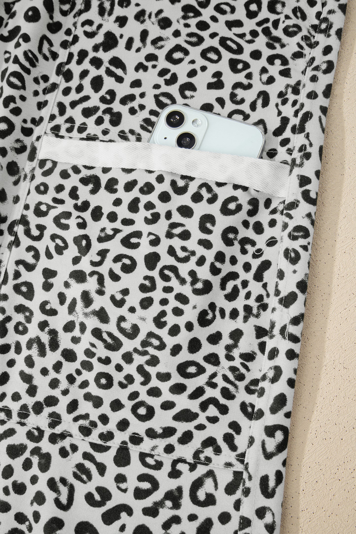 Animal Print Wide Leg Terry Knit Pants