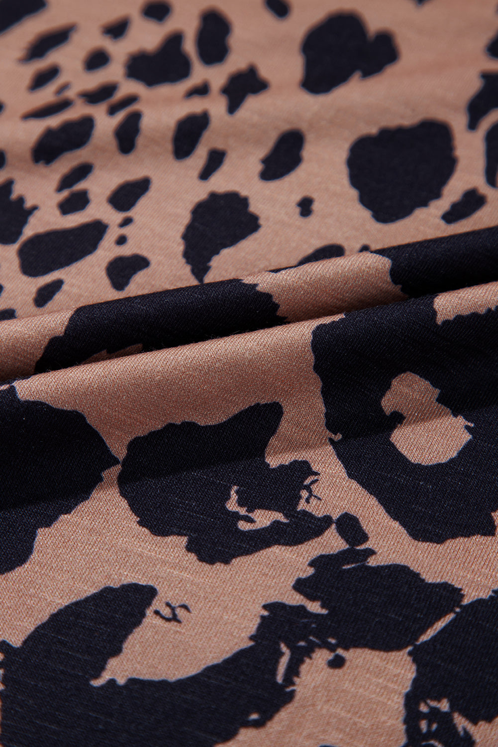 Brown Leopard Print V Neck Half Sleeve Oversized Tee