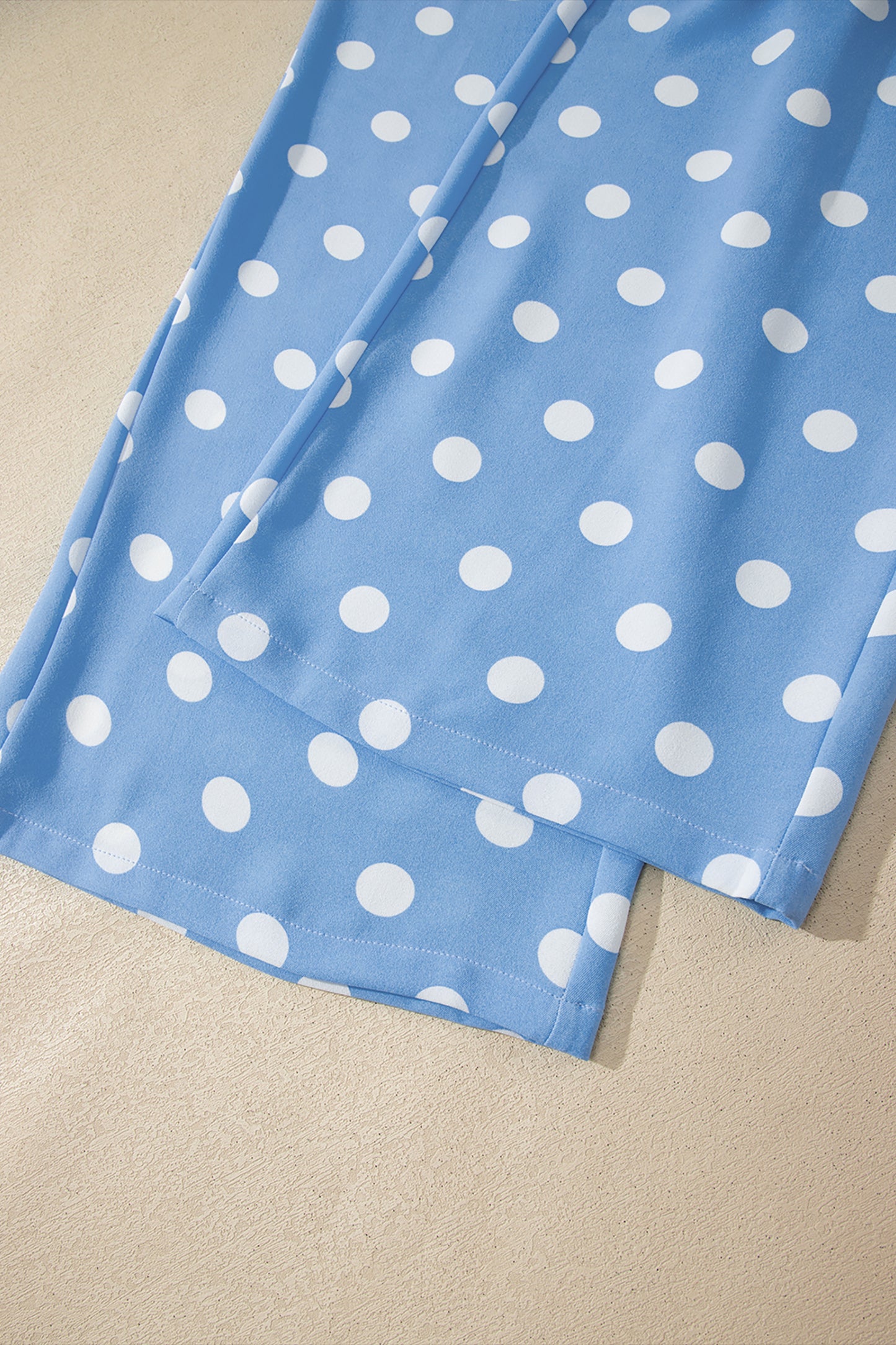 Polka Dot Cropped Pants Women Light Blue White S–XL