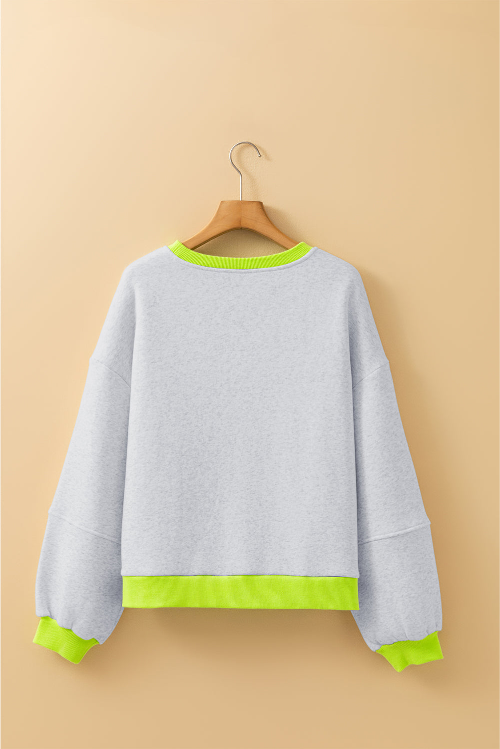 Contrast Banding Patchwork Puff Sleeve Sweatshirt