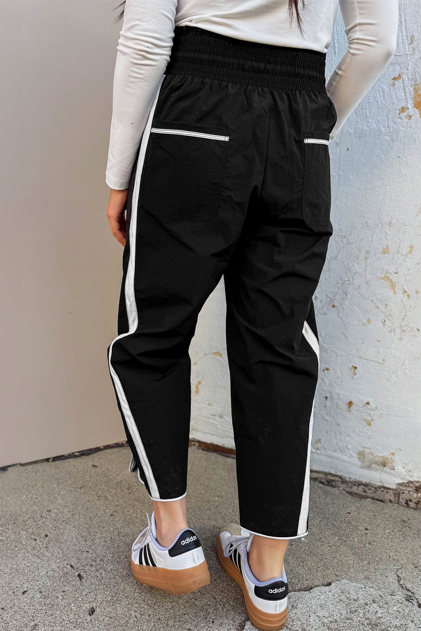 Side Stripe Cropped Cotton Pants Women S–XL