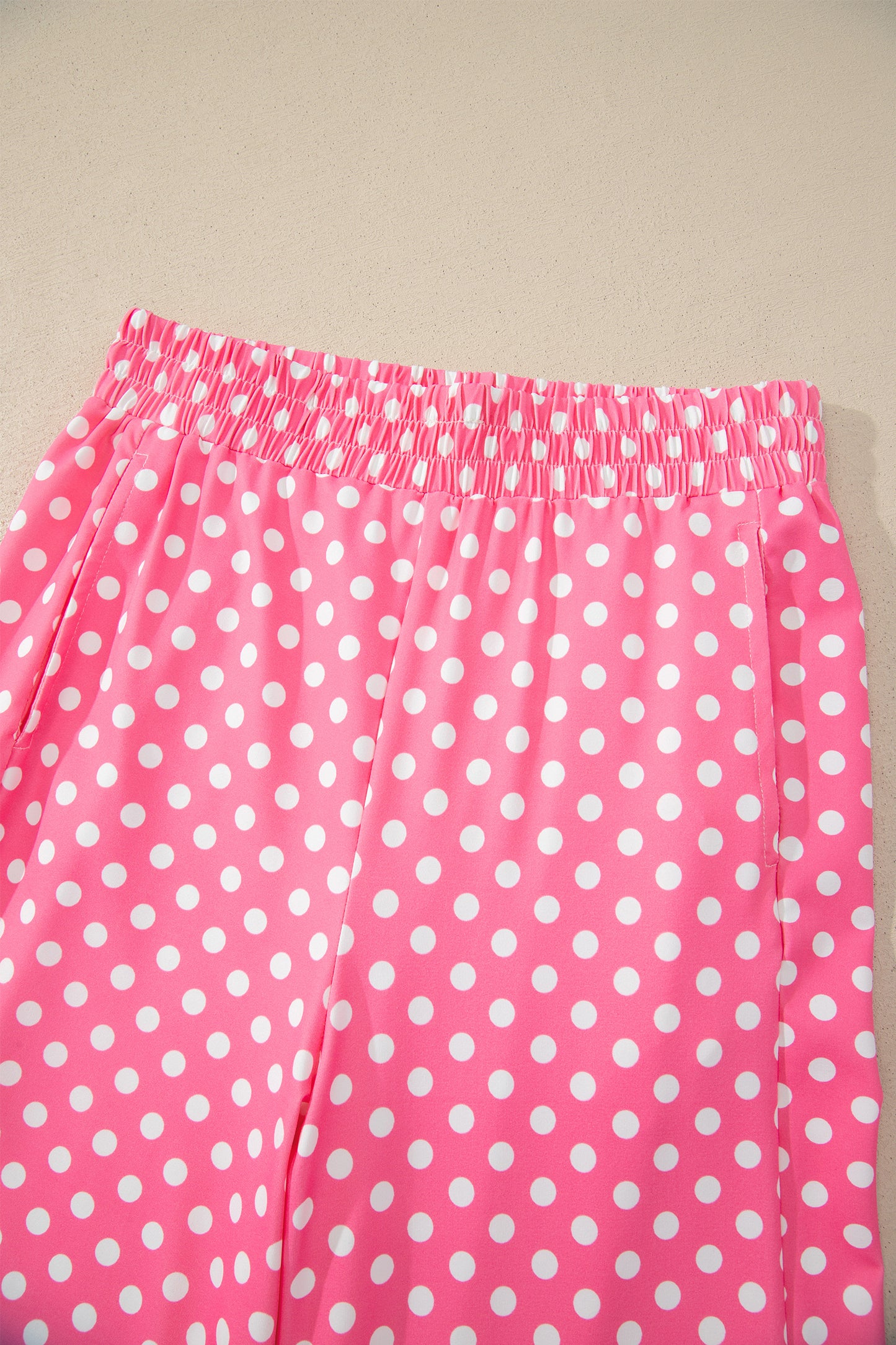 Pink Polka Dot Halter Tank and Wide Leg Pants Set Women S–XL