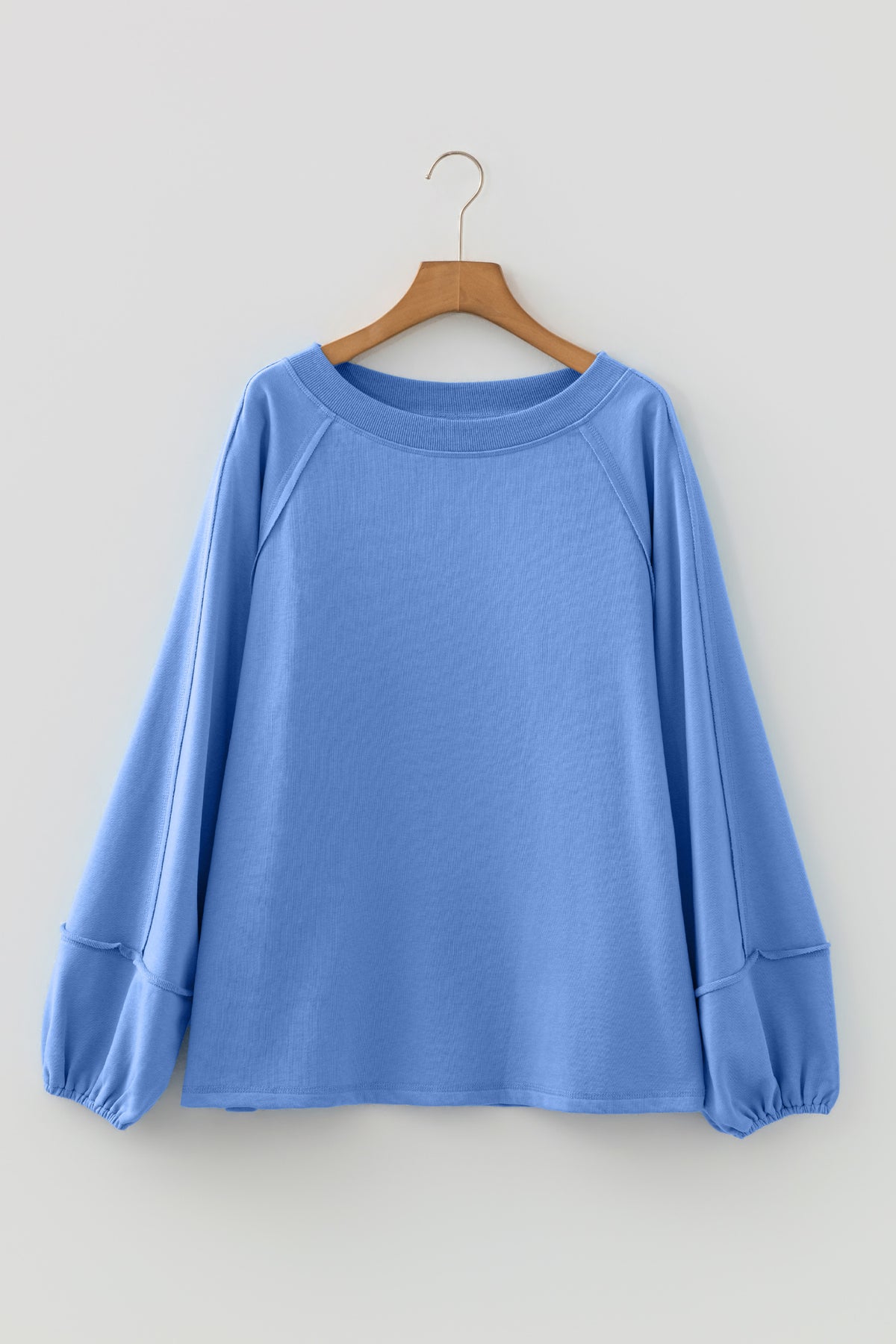 Solid Color Raw Seam Patchwork Baggy Sweatshirt