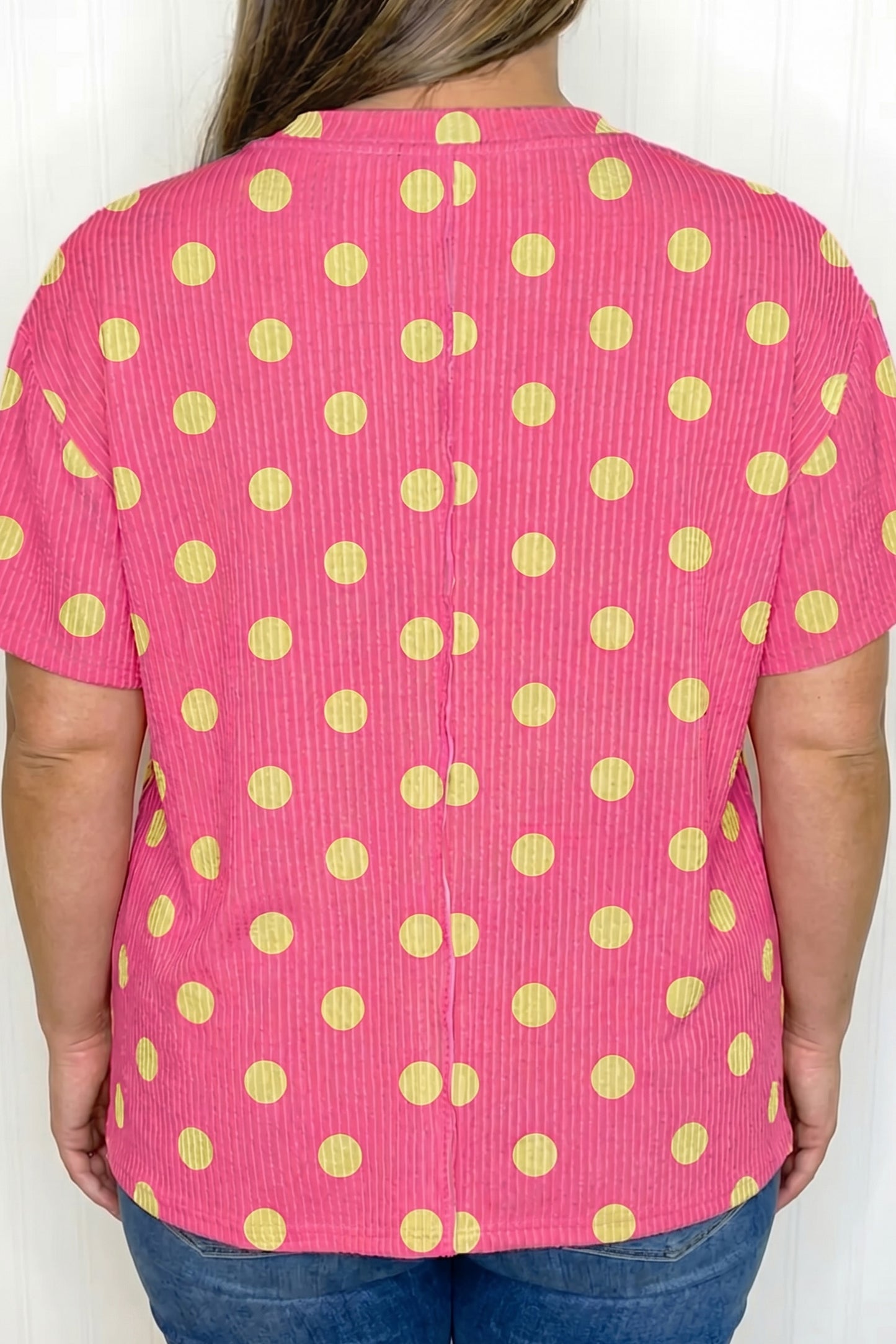 Plus Size Polka Dot Ribbed Top Women 1X–4X