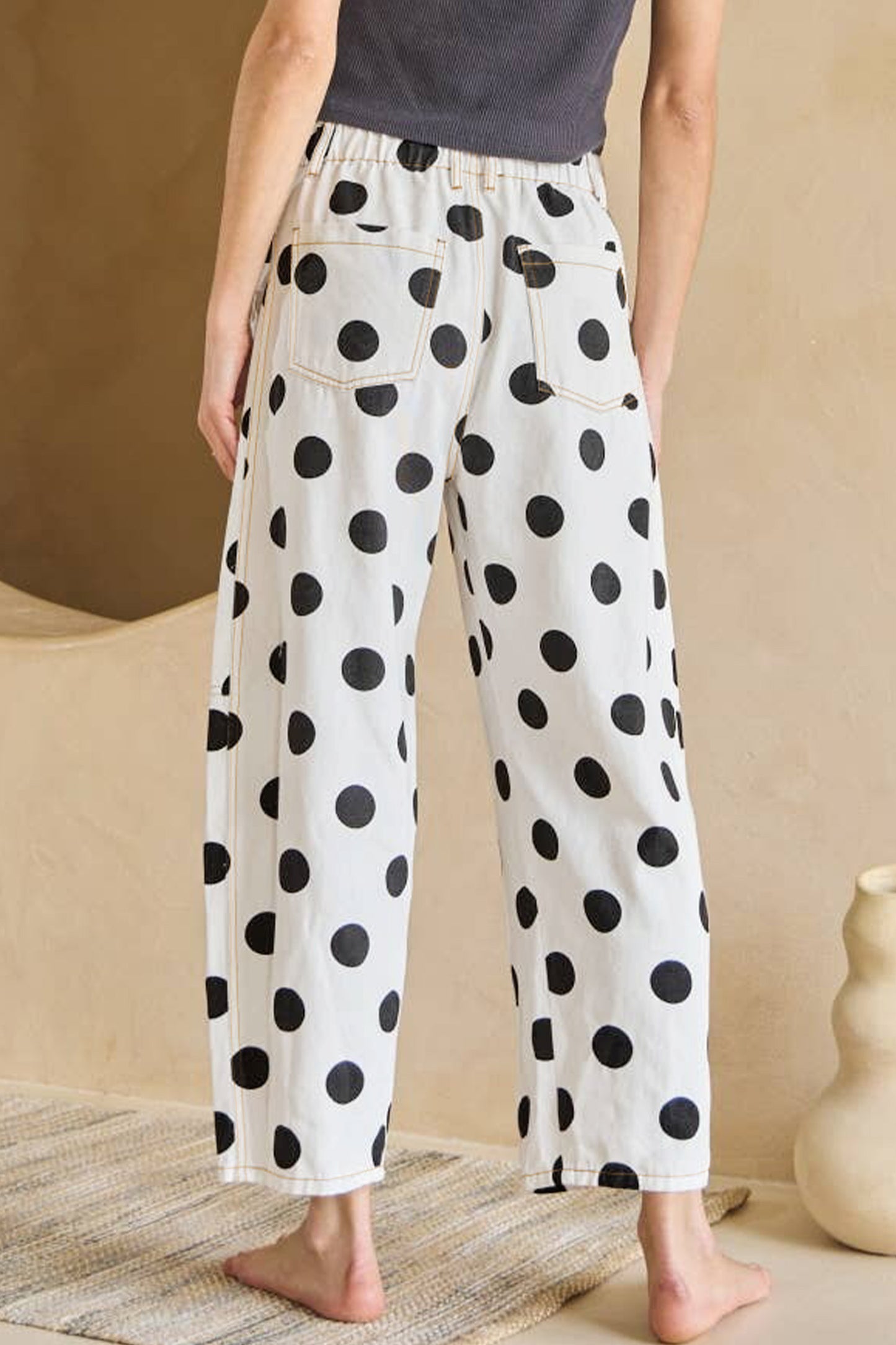 Polka Dot Bow Pocket Jeans Women Light Blue & White Size 4–16