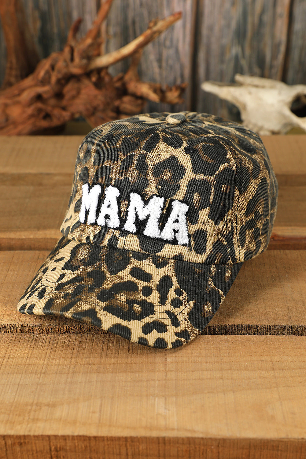 MAMA Embroidered Leopard Print Baseball Cap | One Size