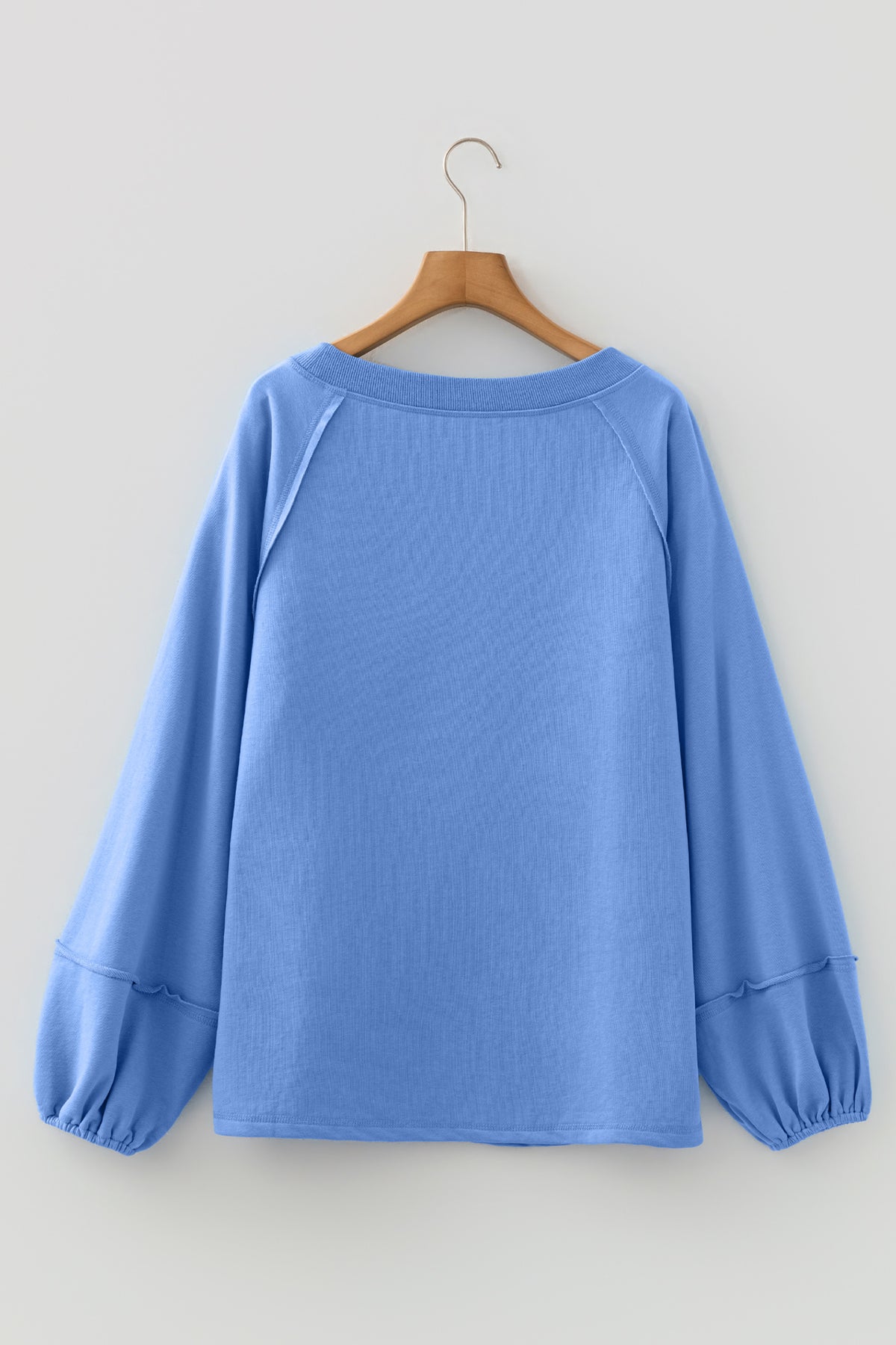 Solid Color Raw Seam Patchwork Baggy Sweatshirt