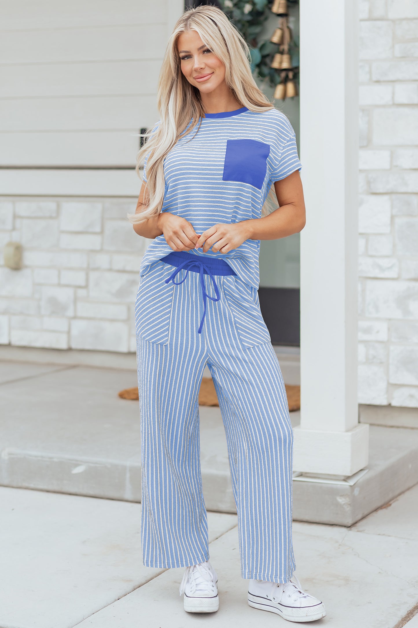 Striped Crop Pants Set Women S–XL