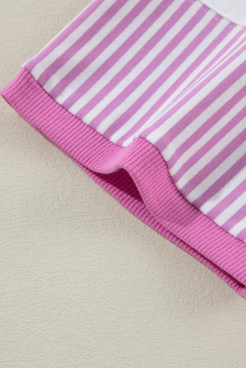 Stripe Patchwork Bracelet Sleeve T-Shirt | Plus Size | Pink Stripe | 1X–3X