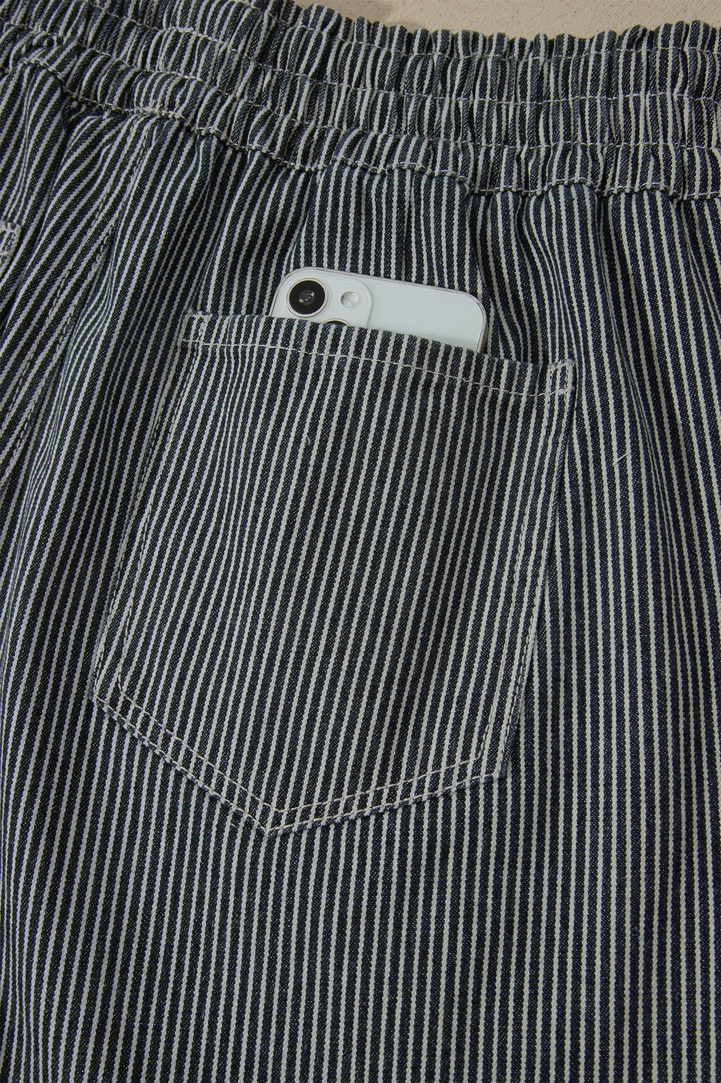 Striped Denim Shorts Women Black Blue Size 4–16