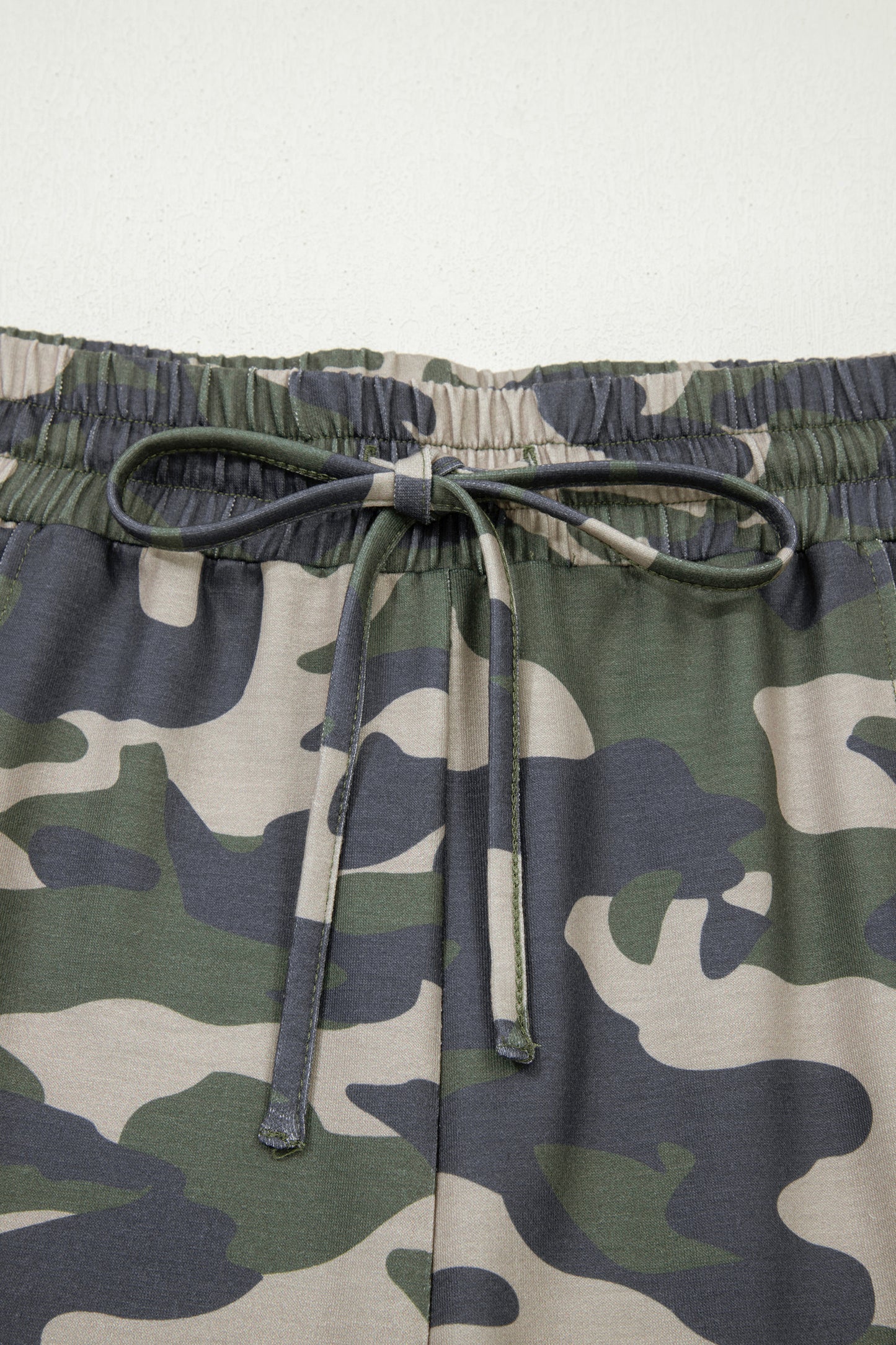Green Camo Print Drawstring Waist Shorts with Pockets | Plus Size 1X–4X