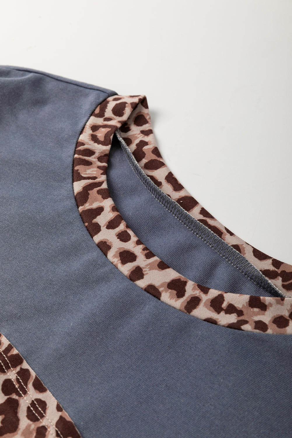 Blue Leopard Print Drop Shoulder Long Sleeve Top – Women S–XL