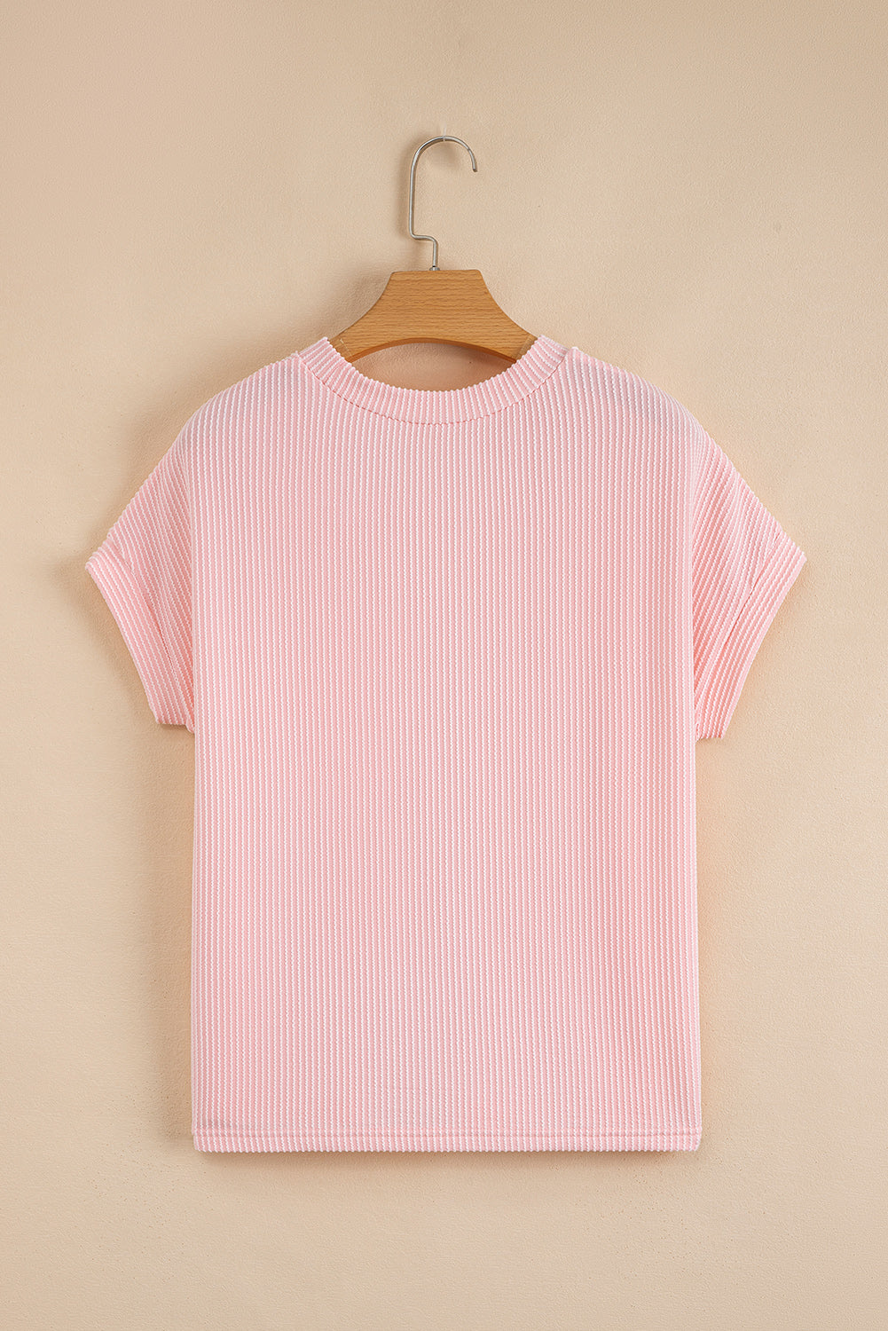 Corded Knit Color Block Pocketed Crew Neck Tee