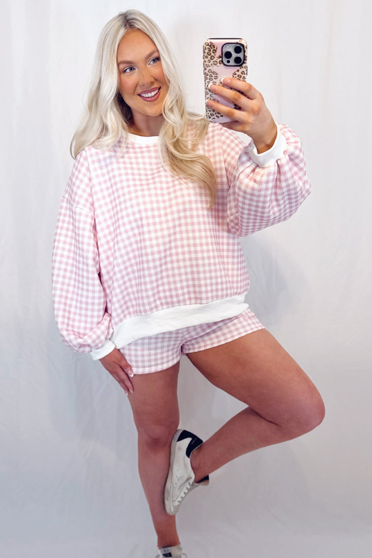 Womens Plaid Matching Shorts Set S to XL