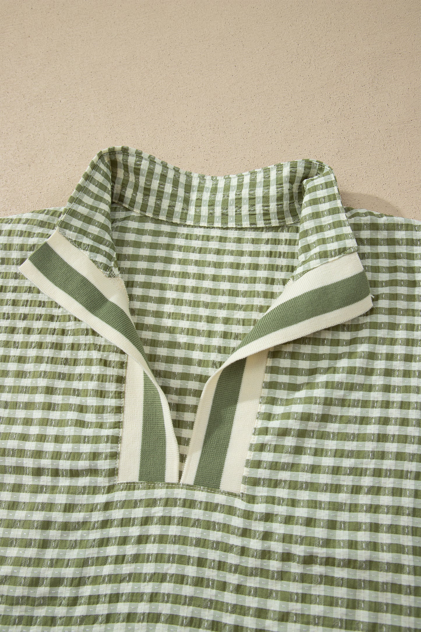 Plaid Short Sleeve Colorblock Blouse Women S–XL