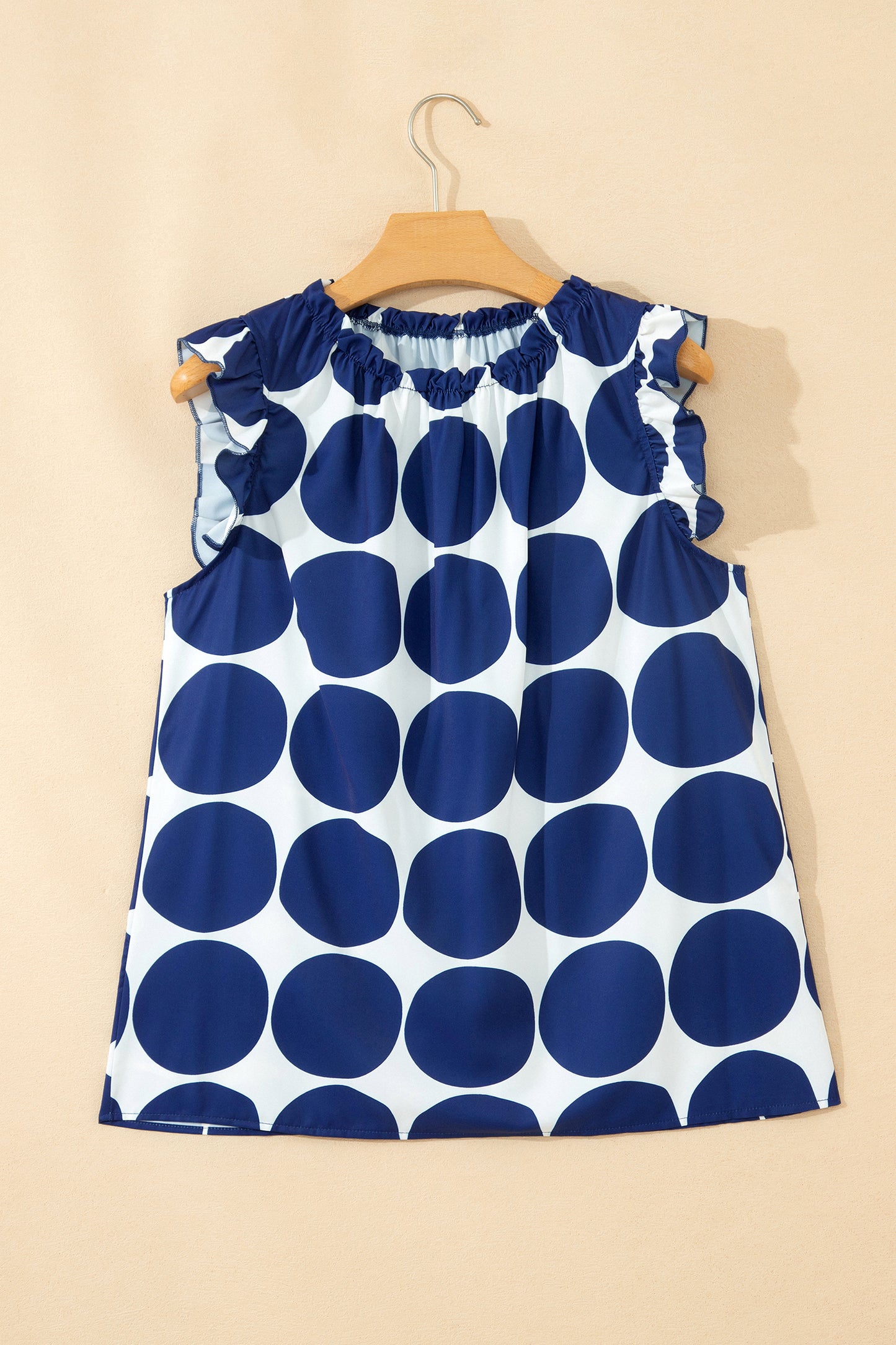 Polka Dot Frill Neck Loose Top Women S–XL