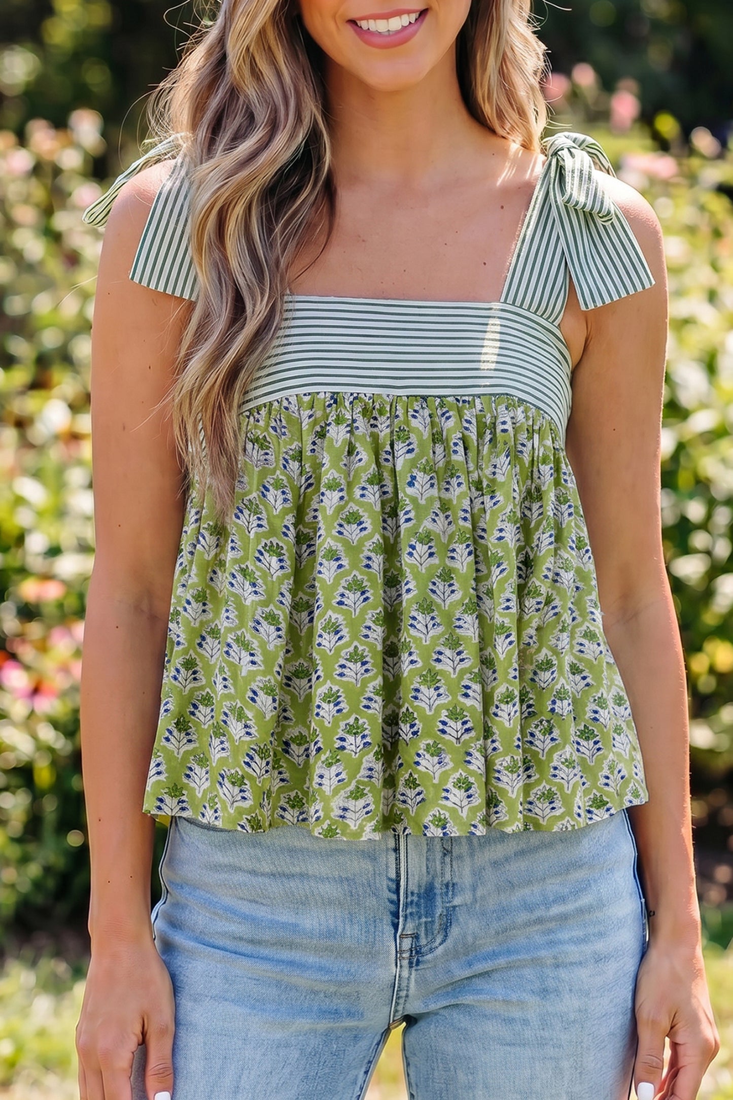 Womens Floral Babydoll Tank Top S–XL