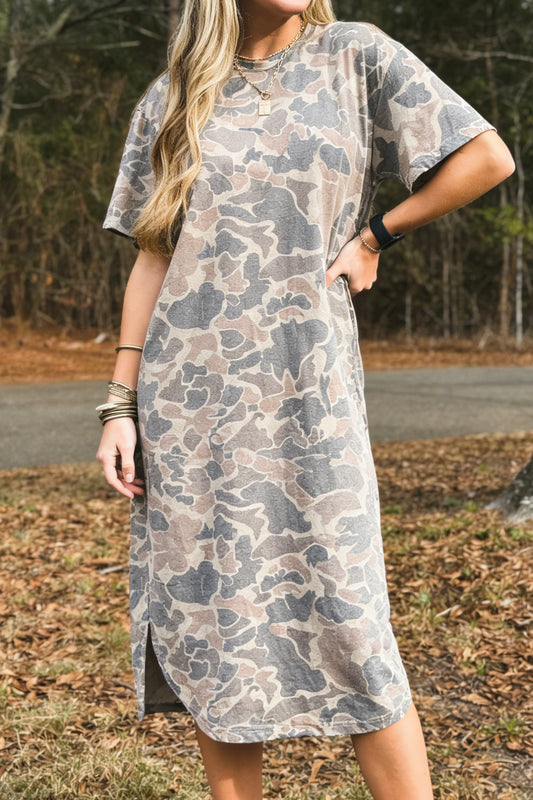 Camo T-Shirt Dress Women S–XL