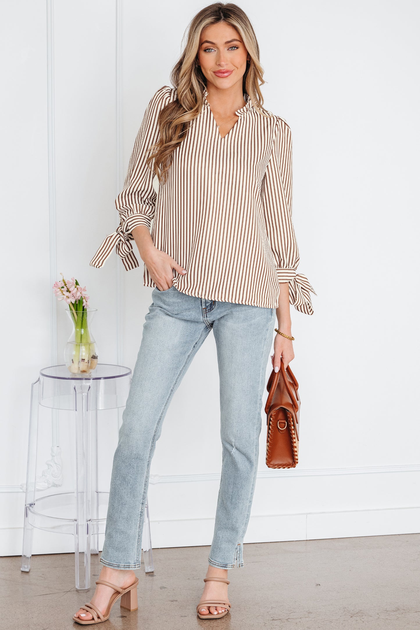 Striped Puff Sleeve Blouse Women S–XL