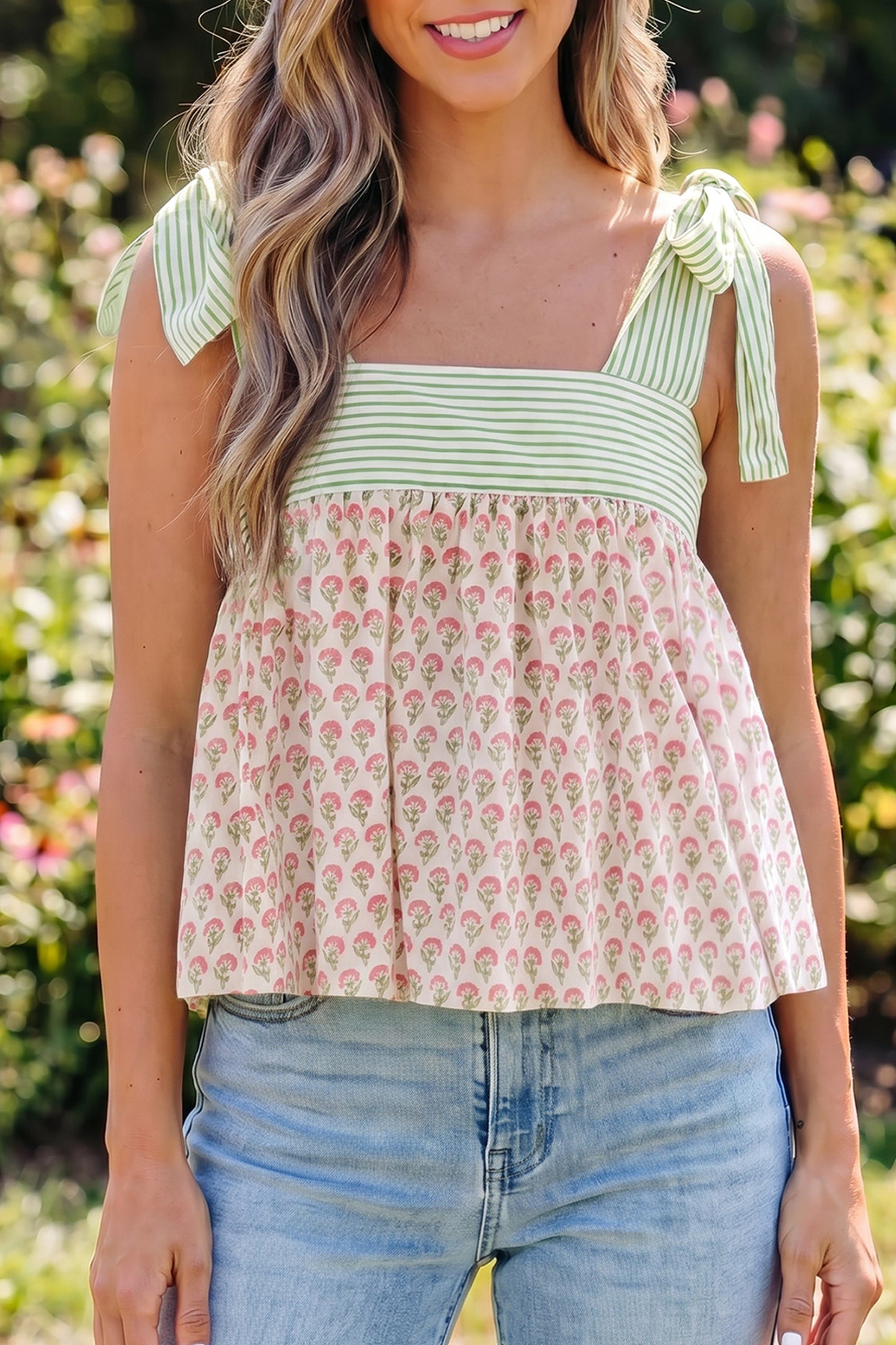 Womens Floral Babydoll Tank Top S–XL