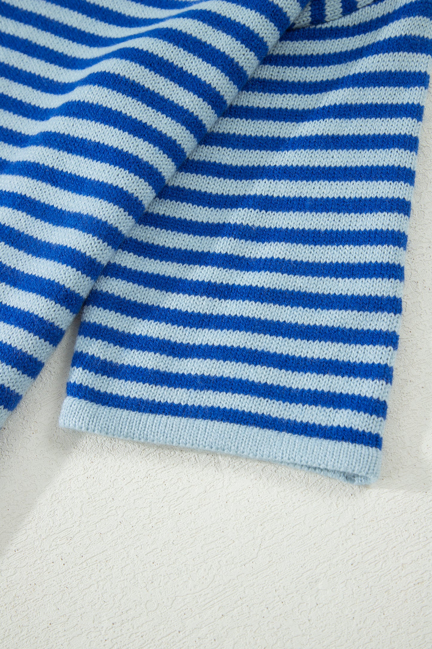 Blue Stripe Knit Button-Down Cardigan – Women S–XL