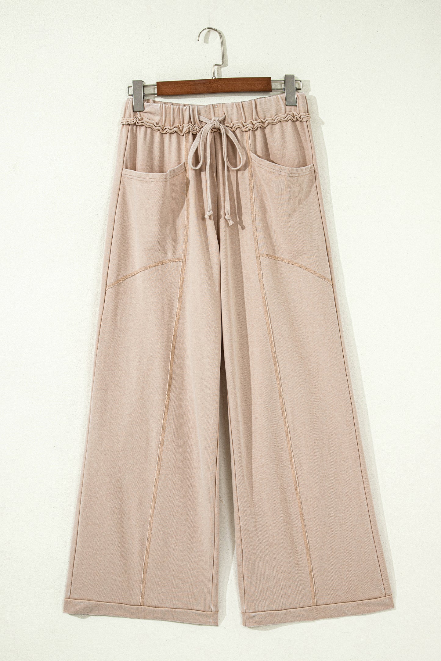 Mineral Wash Drawstring High Waist Wide Leg Pants S to XL