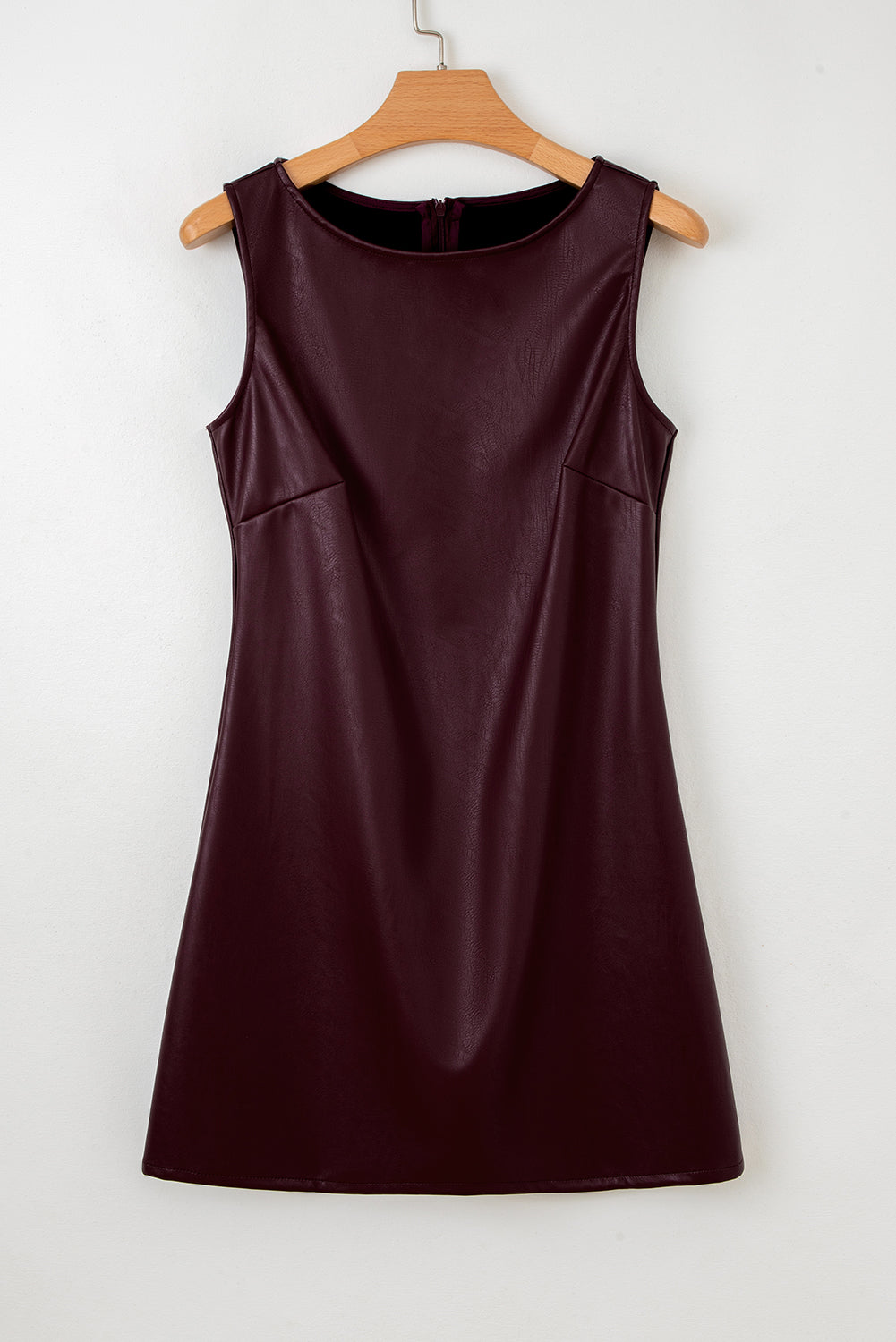 Vegan Leather Sleeveless Mini Dress in Wild Ginger