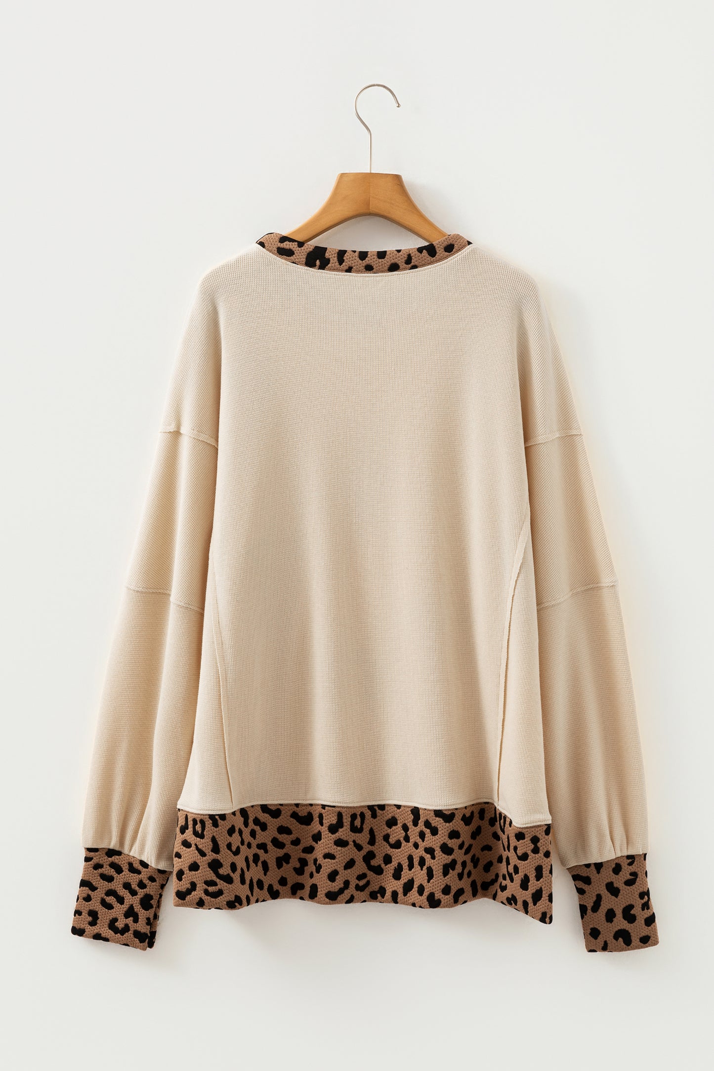 Leopard & Star Patchwork Raw-Seam Baggy Sweatshirt | Beige