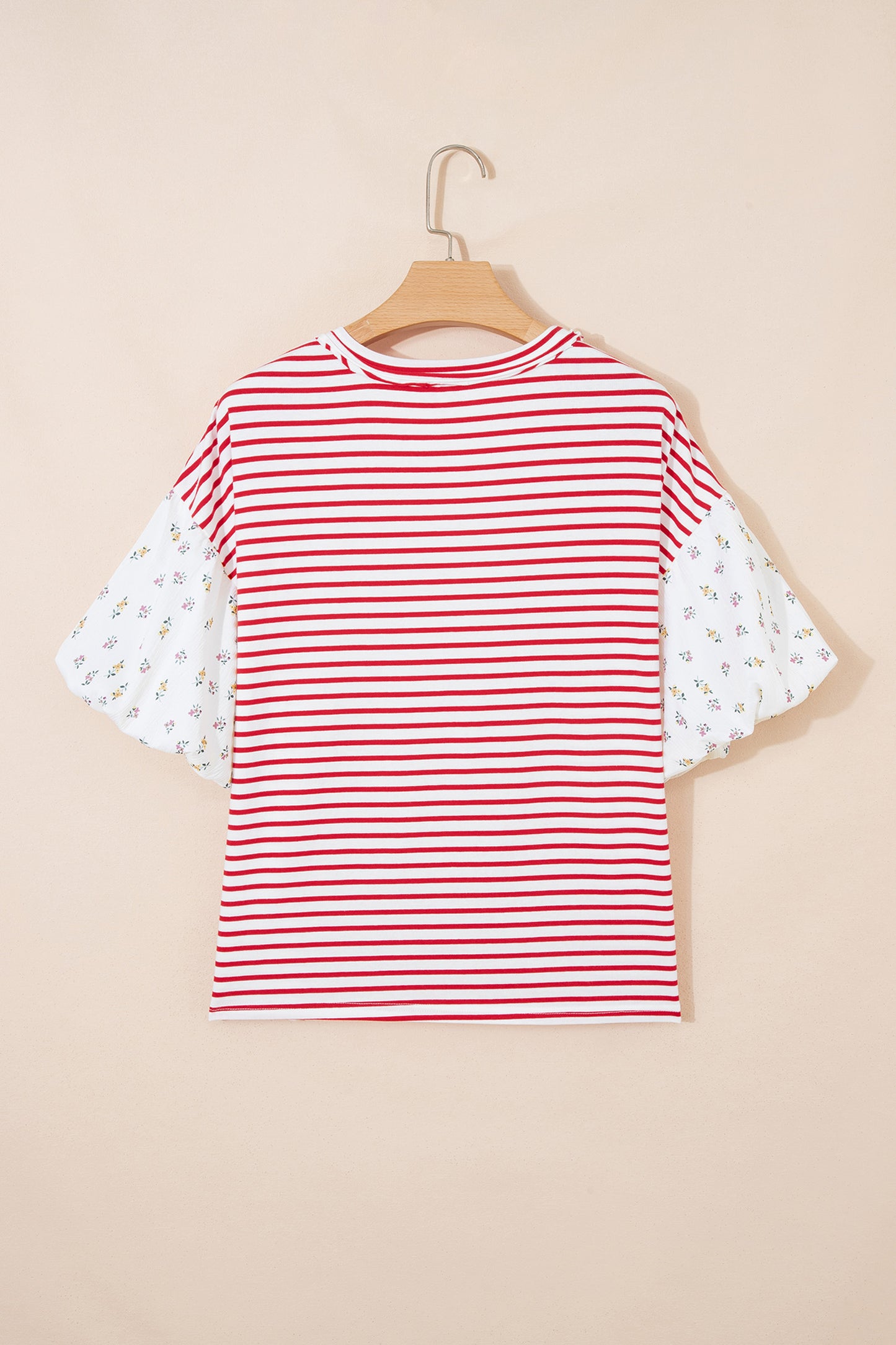 Striped Floral Puff Sleeve Top Women S–XL