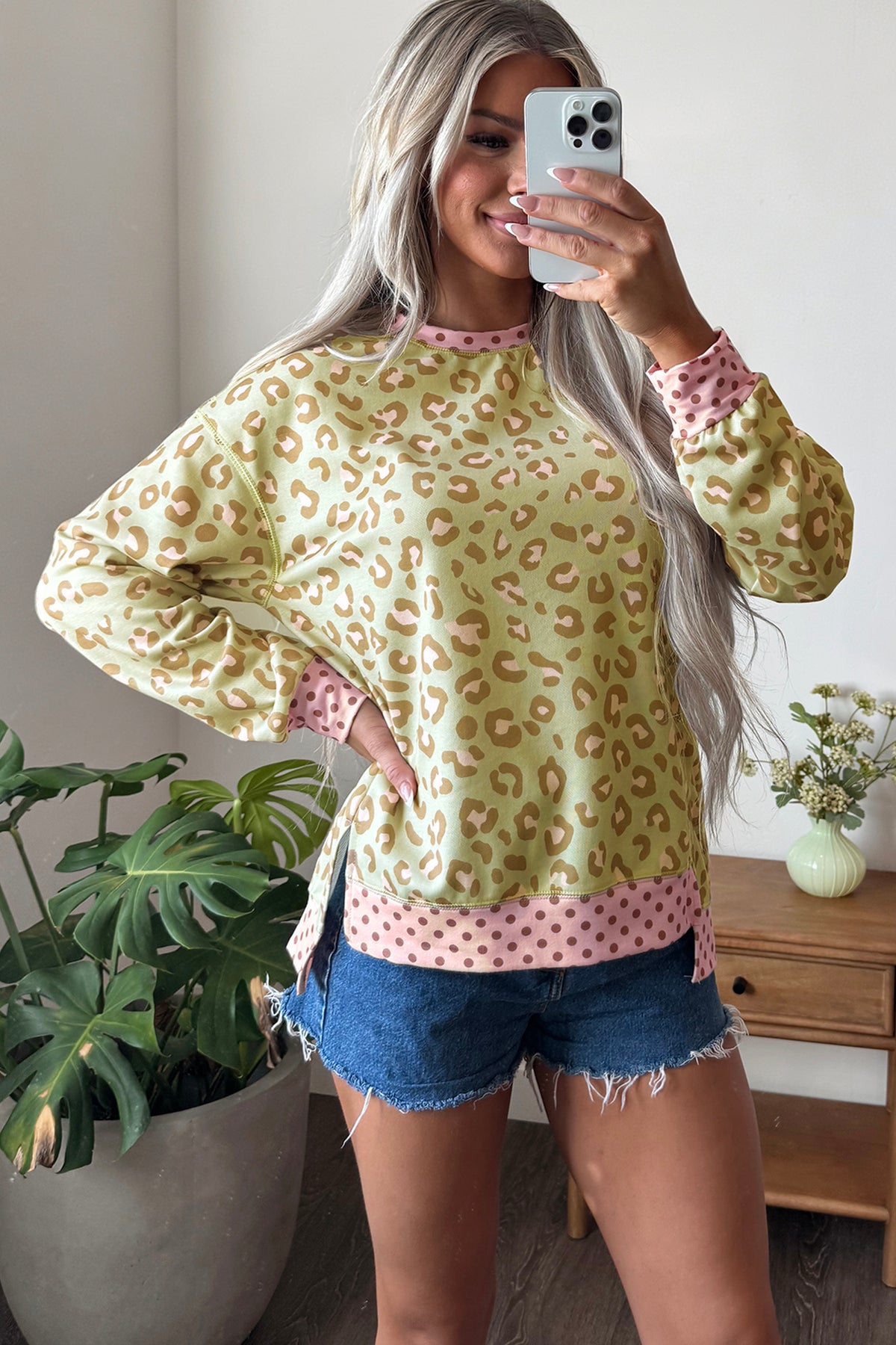 Leopard Print Long Sleeve Top S to XL