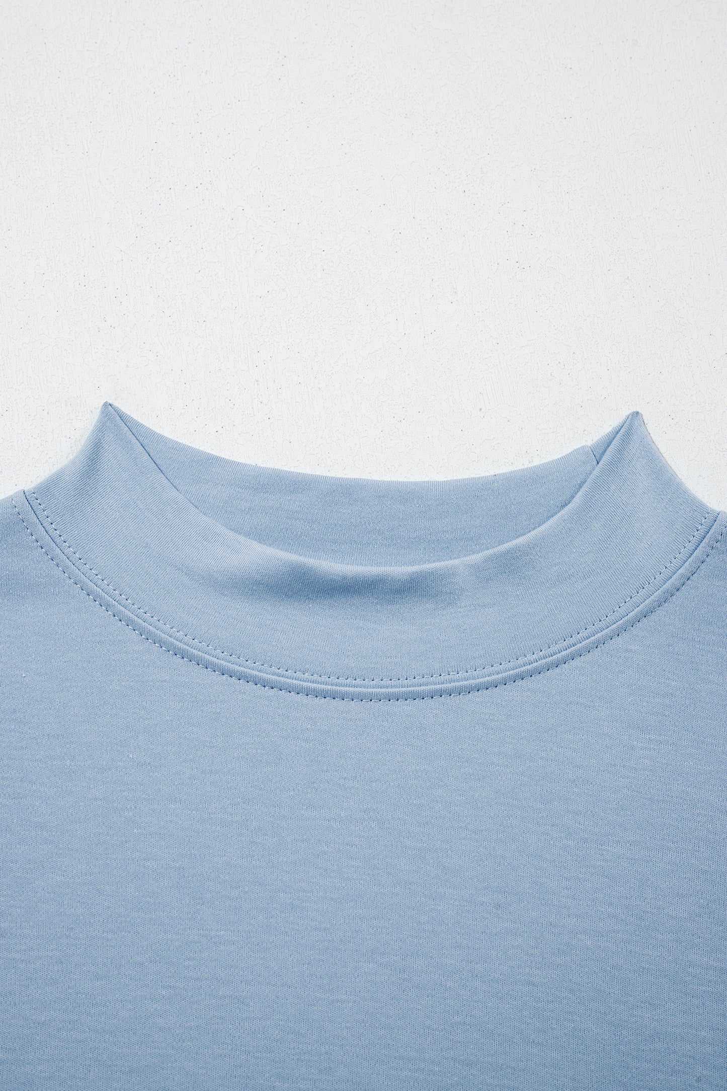 Beau Blue Solid Color High Neck Oversize Tee