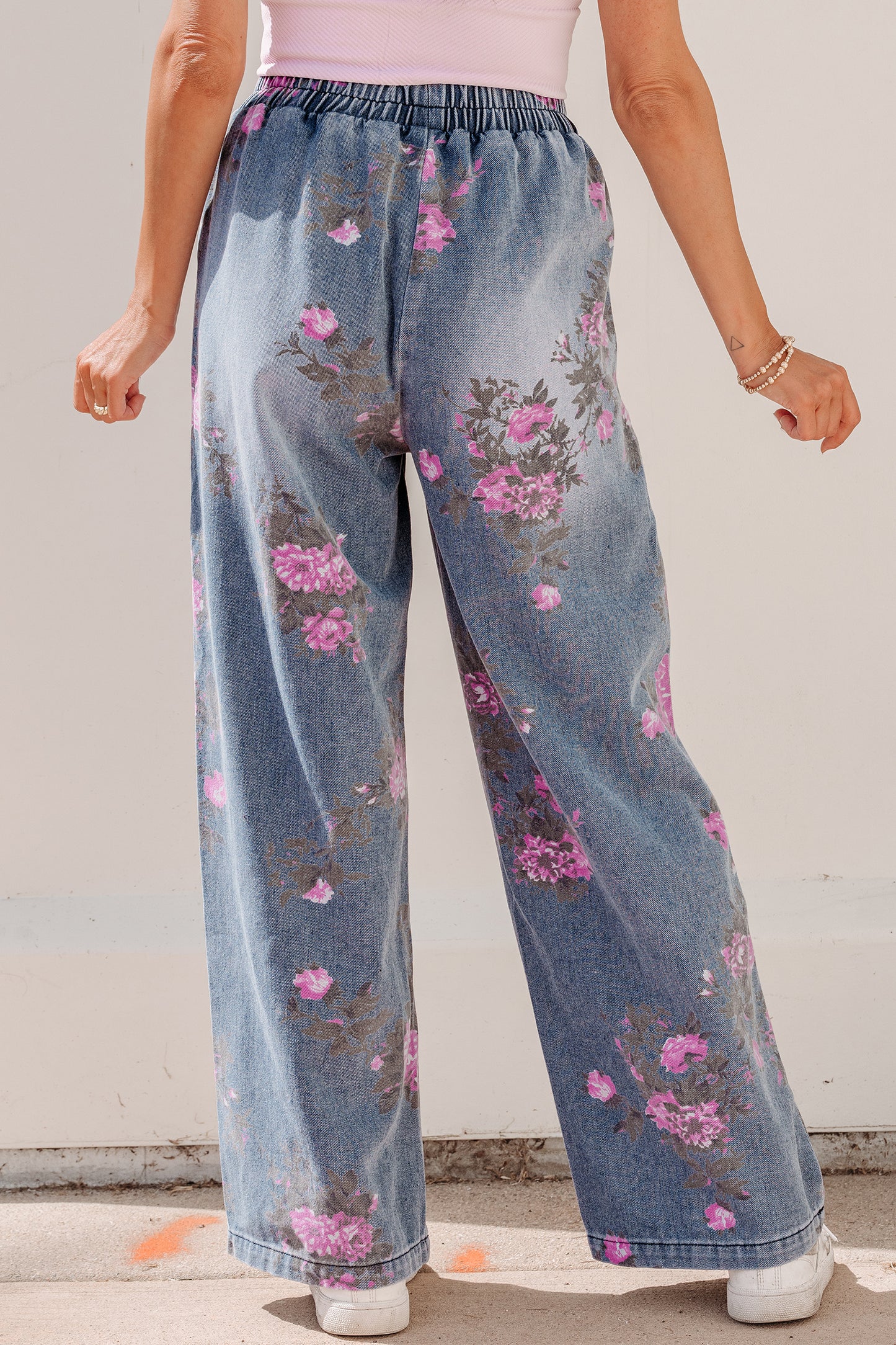 Floral Print Pull-On Jeans Women Size 4–16